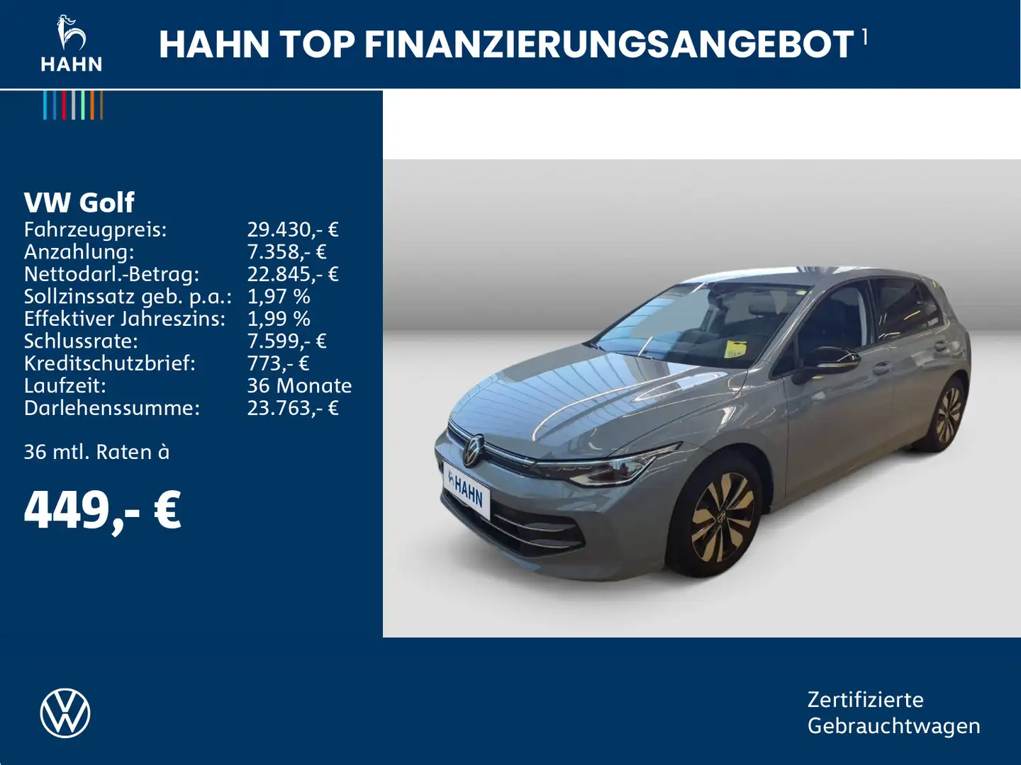 Volkswagen Golf VIII 1.5eTSI DSG Goal Matrix AHK Navi CAM Grau - 2