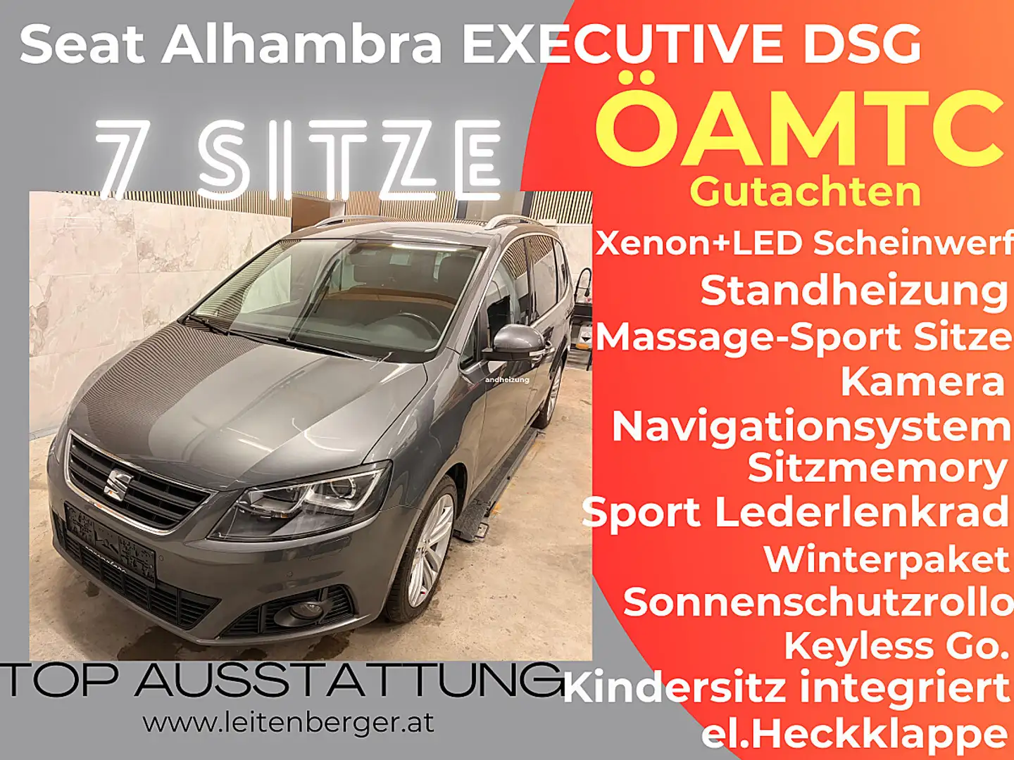 SEAT Alhambra Executive 2,0 TDI CR DSG Bi-Xenon, Massage, Kam... Grau - 1
