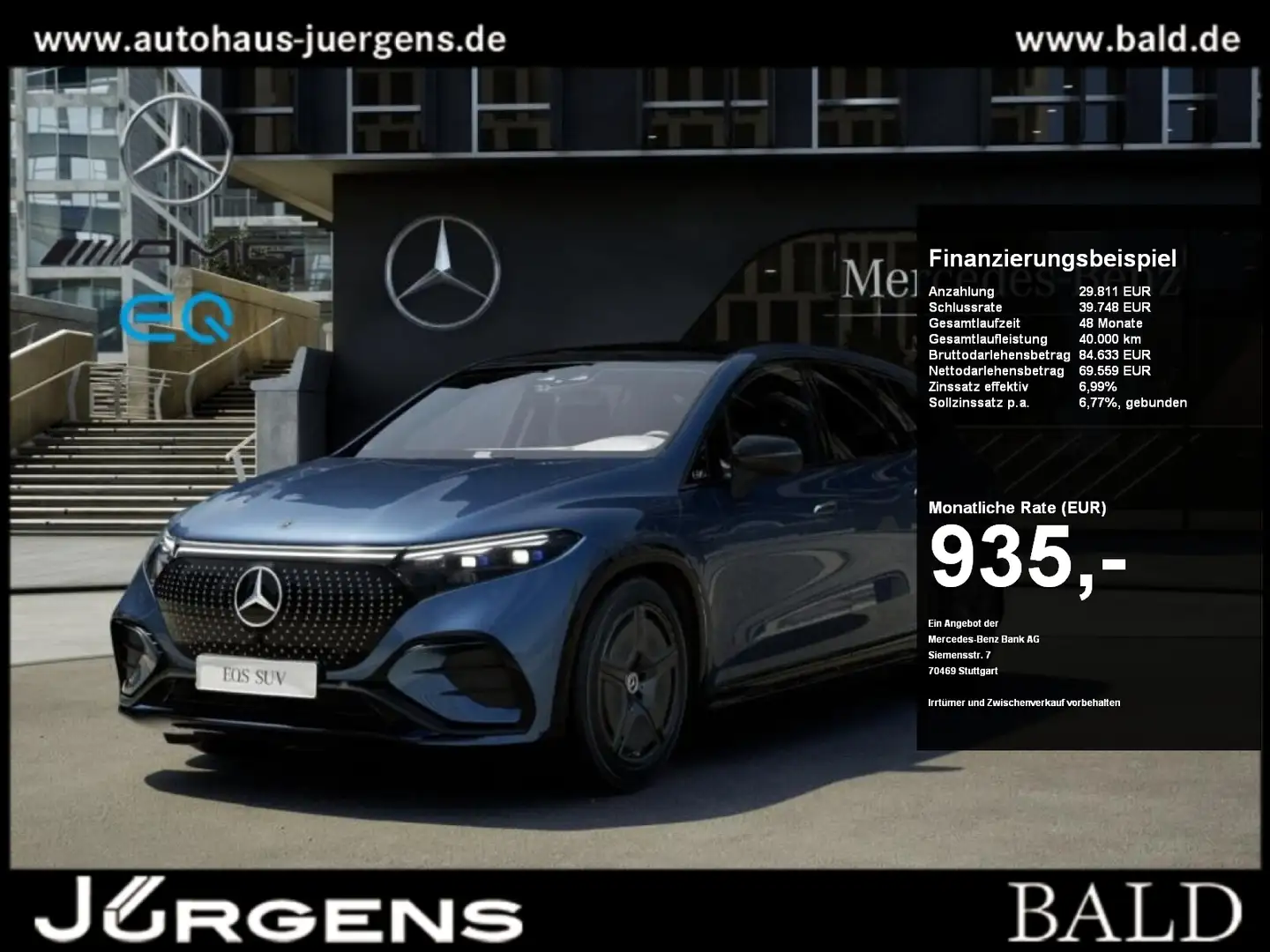Mercedes-Benz EQS SUV EQS 500 4MATIC SUV +AMG+MBUX+Sitzklima+Pano+Burm Albastru - 1