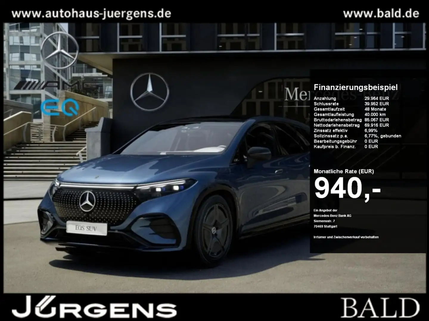 Mercedes-Benz EQS SUV EQS 500 4MATIC SUV +AMG+MBUX+Sitzklima+Pano+Burm Blau - 1