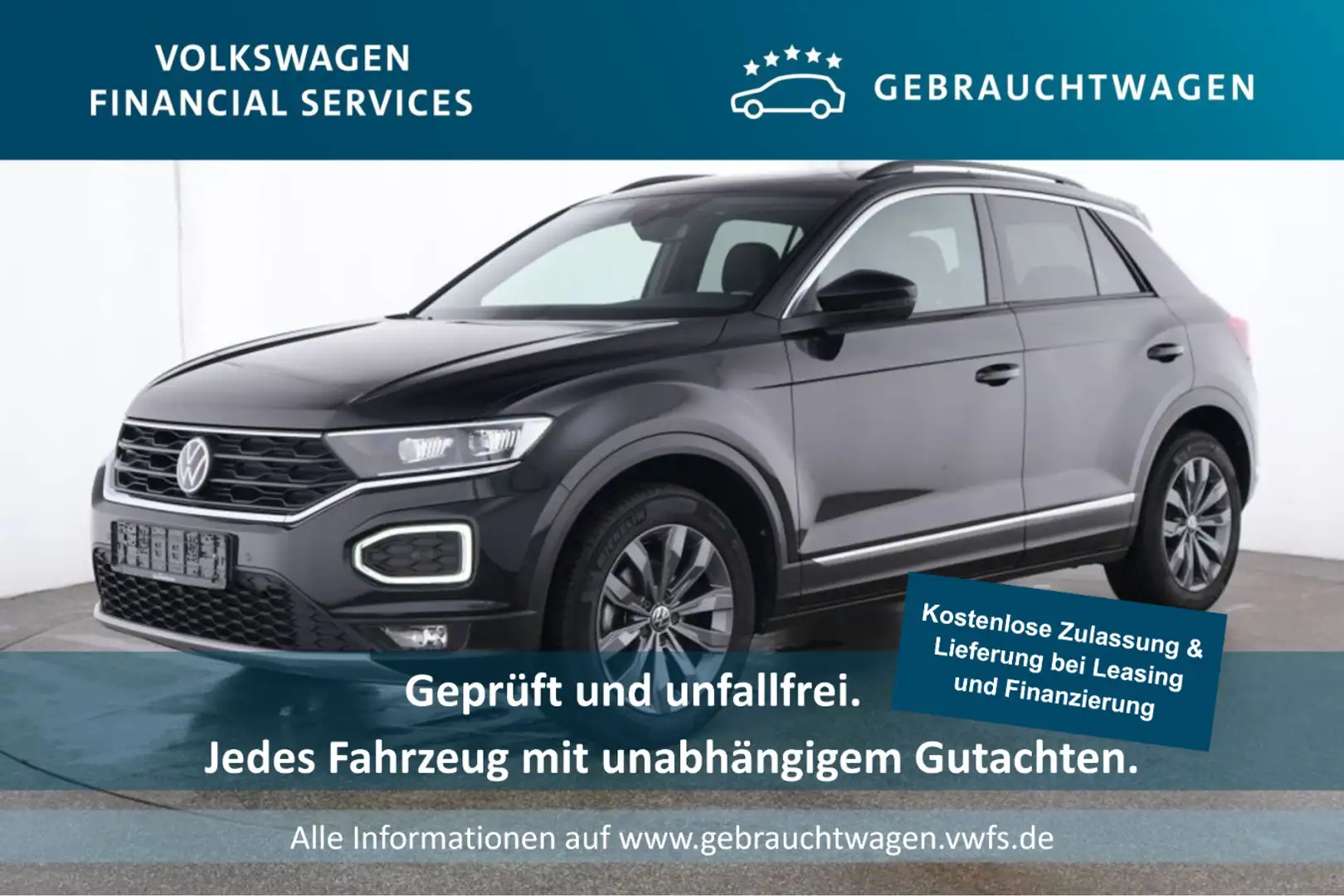Volkswagen T-Roc Sport 1.5 TSI Pano*Tempo*Nav*PDC*RFK*SH Zwart - 1