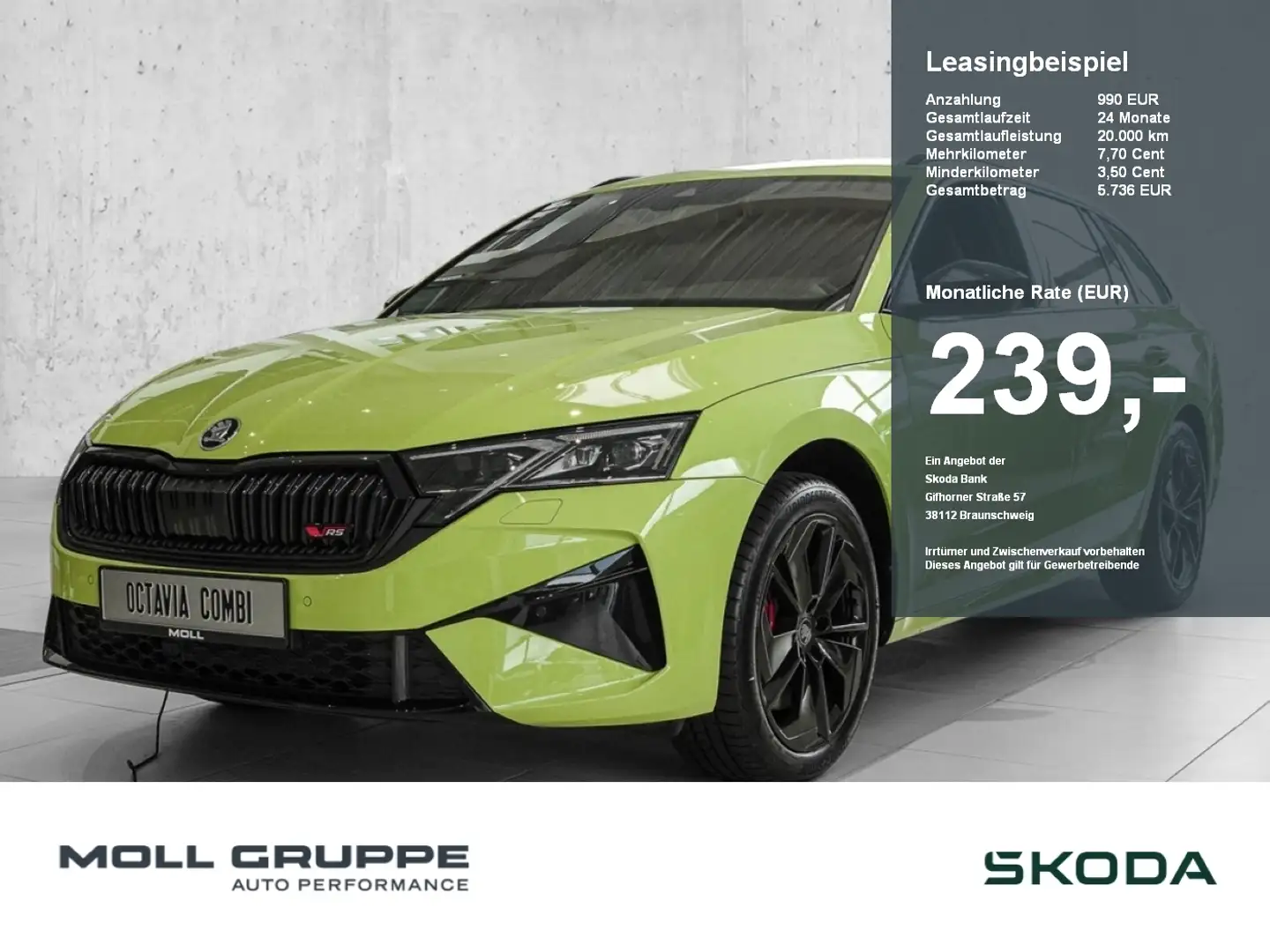 Skoda Octavia Combi RS 2.0 TSI DSG NAVI LM ACC EL.HECK Grün - 1