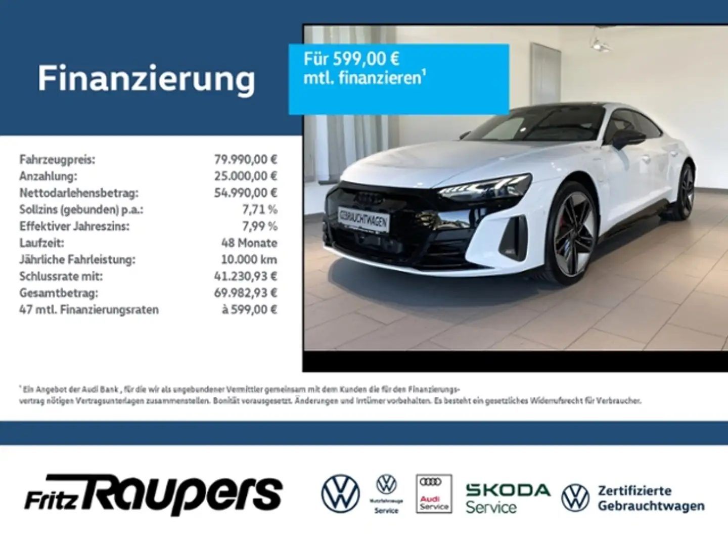 Audi e-tron GT RS quattro +360°KAMERA+NAVI Alb - 1