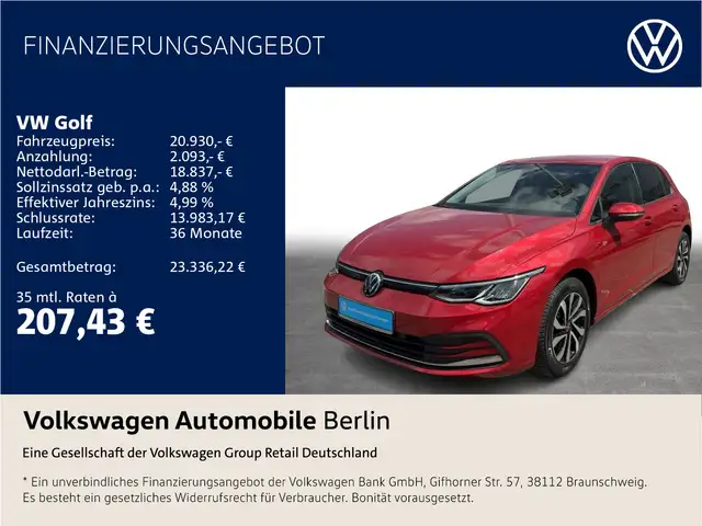Volkswagen Golf VIII 1.0 eTSI DSG Active Navi LED SHZ ACC