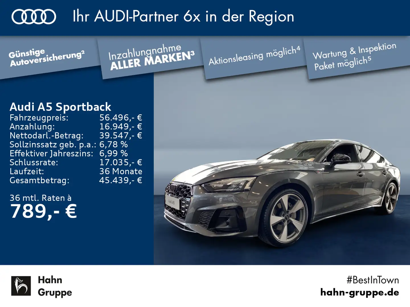 Audi A5 Audi A5 Sportback S line 40 TDI qua Grau - 1