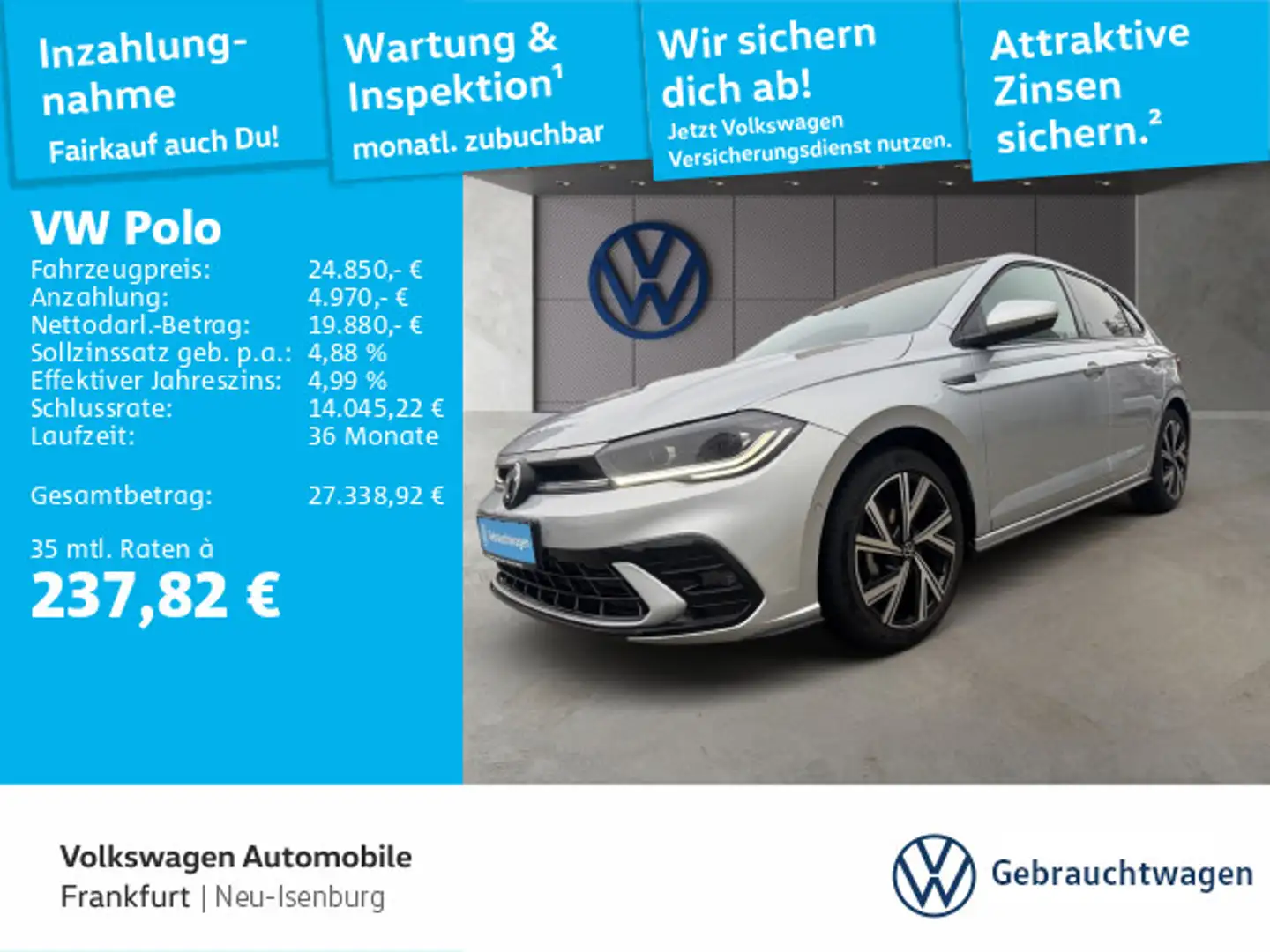 Volkswagen Polo R-Line 1,0 l TSI DSG Navi IQ.LIGHT - LED-Ma Silber - 1