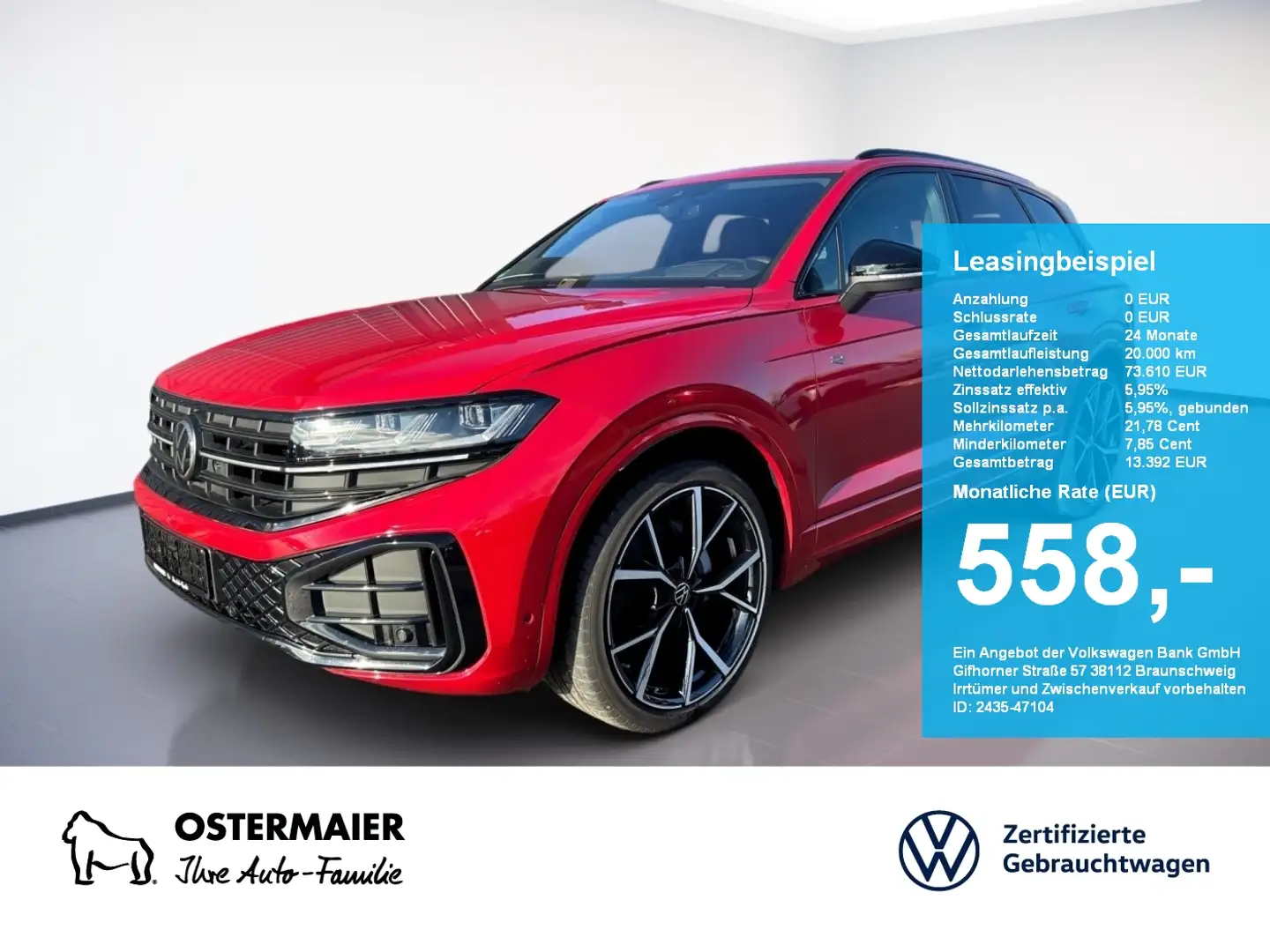 Volkswagen Touareg R-LINE BLACK 3.0TDI 286PS NP.125t. PANO.AHK.STDHZG Rot - 1