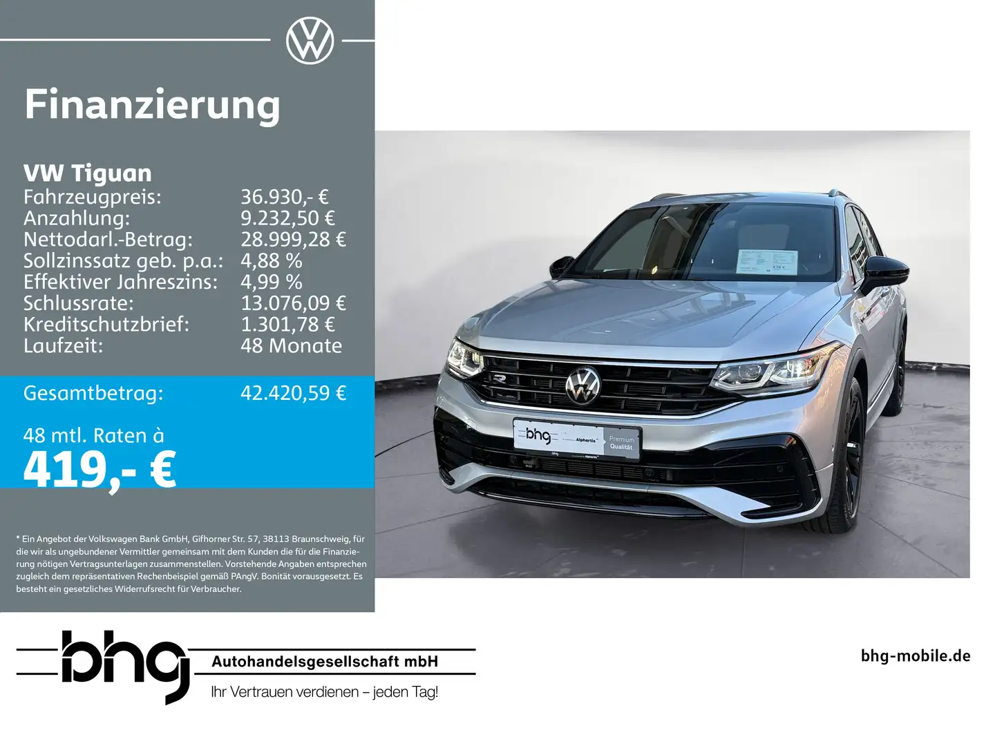 Volkswagen Tiguan R-Line 2,0 TDI SCR DSG Black Style Standh Argent - 1