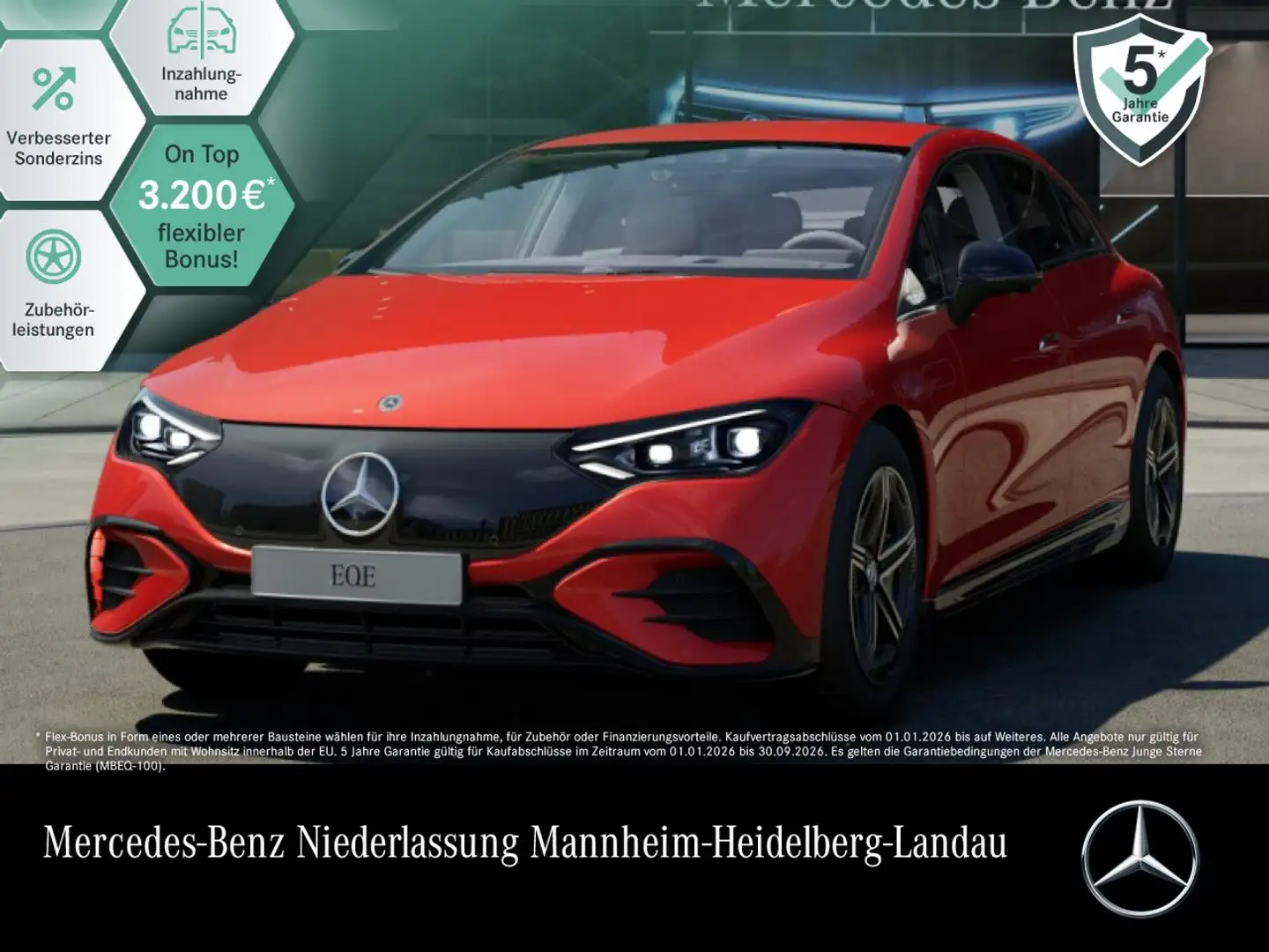Mercedes-Benz EQE 300 AMG Fahrass 360° Airmat Burmester Distr+ Rot - 1