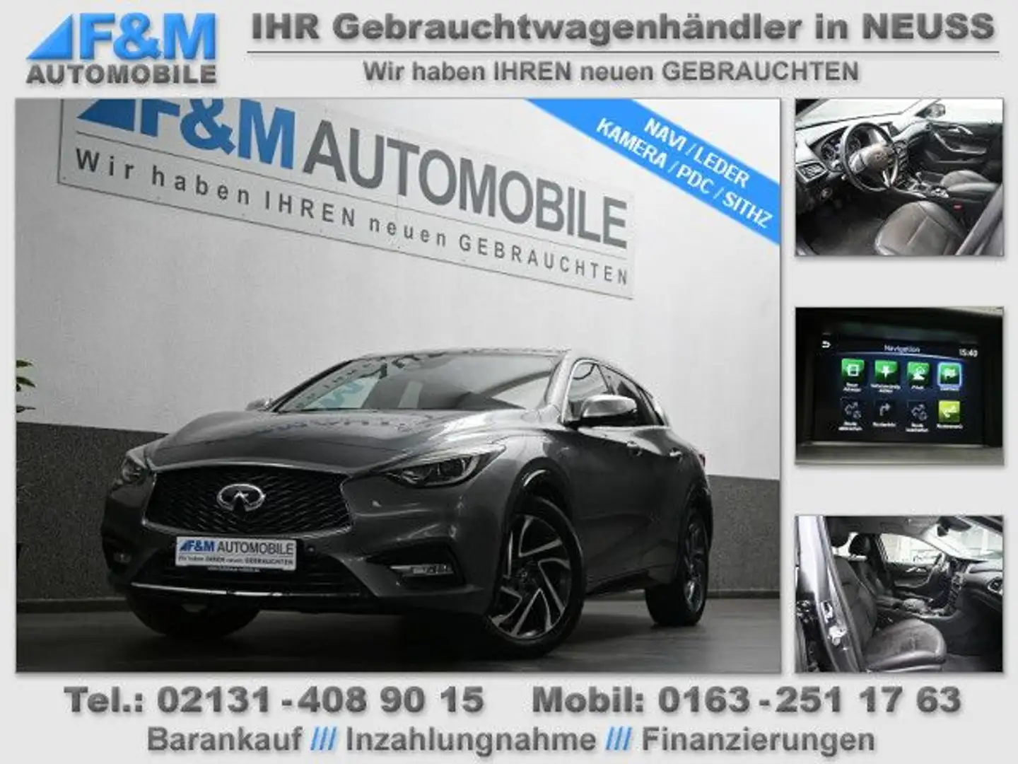 Infiniti Q30 1.5d FWD Sport Navi Leder 360 Kam PDC Sitzhz Grey - 1