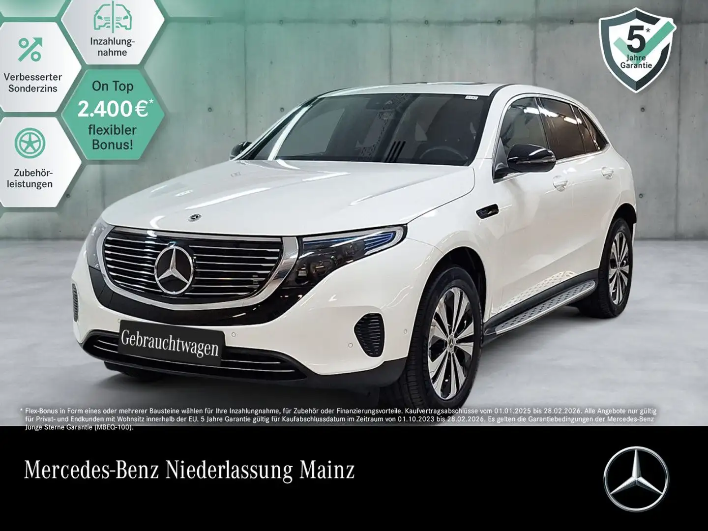 Mercedes-Benz EQC 400 4M AHK+MULTIBEAM+KAMERA+SITZKLIMA+TOTW Weiß - 1