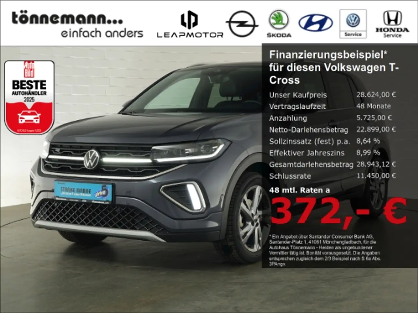 Volkswagen T-Cross R-LINE TSI DSG+AHK+LED MATRIXLICHT+RÜCKFAHRKAMERA+ Gris - 1