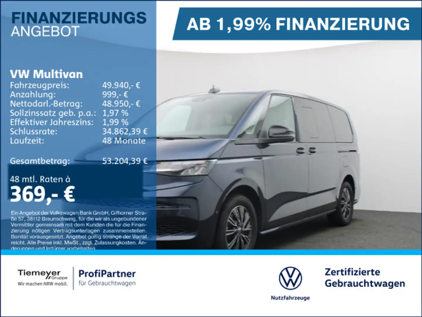Volkswagen T7 Multivan T7 Multivan TDI LÜ LANG LIFE AHK ACC KAMERA Blau - 1