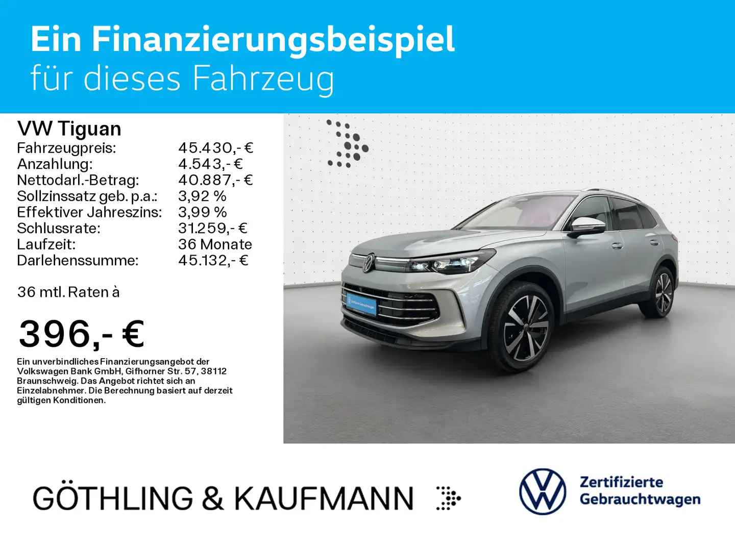 Volkswagen Tiguan Elegance 4M 2.0TDI 142kW*NAVI*AHK*KAM*STD Silber - 2