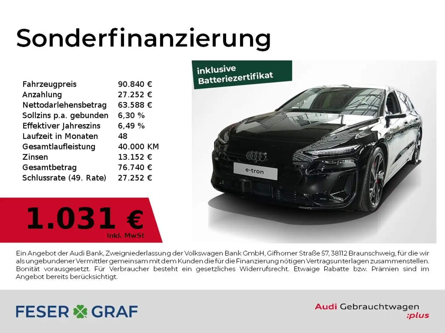 Audi S6 e-tron Avant 370kW techpro,HUD,Kameras,Leder Noir - 1