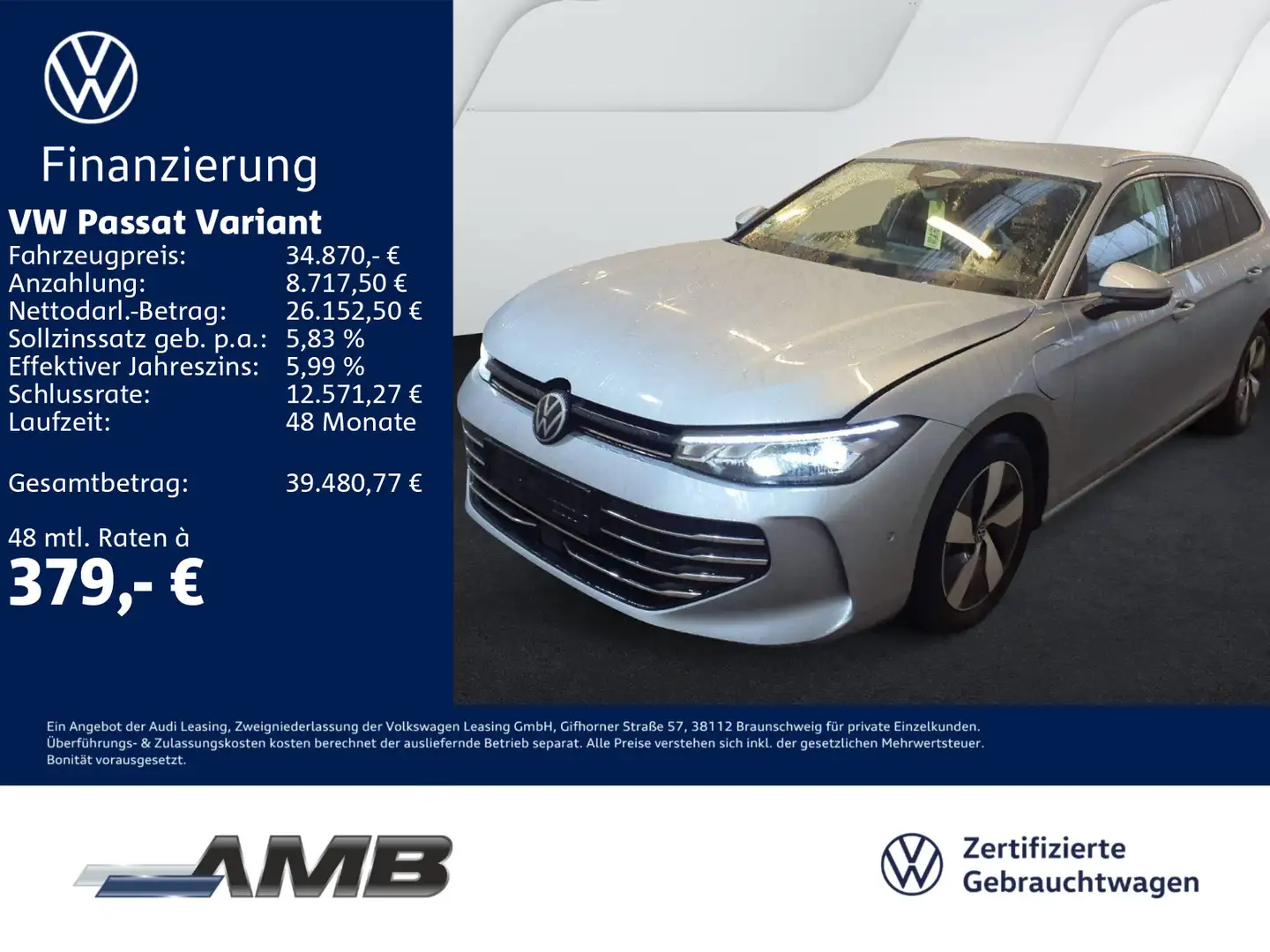 Volkswagen Passat Variant Business 1.5 eHybrid AHK/HuD/Navi Silber - 1