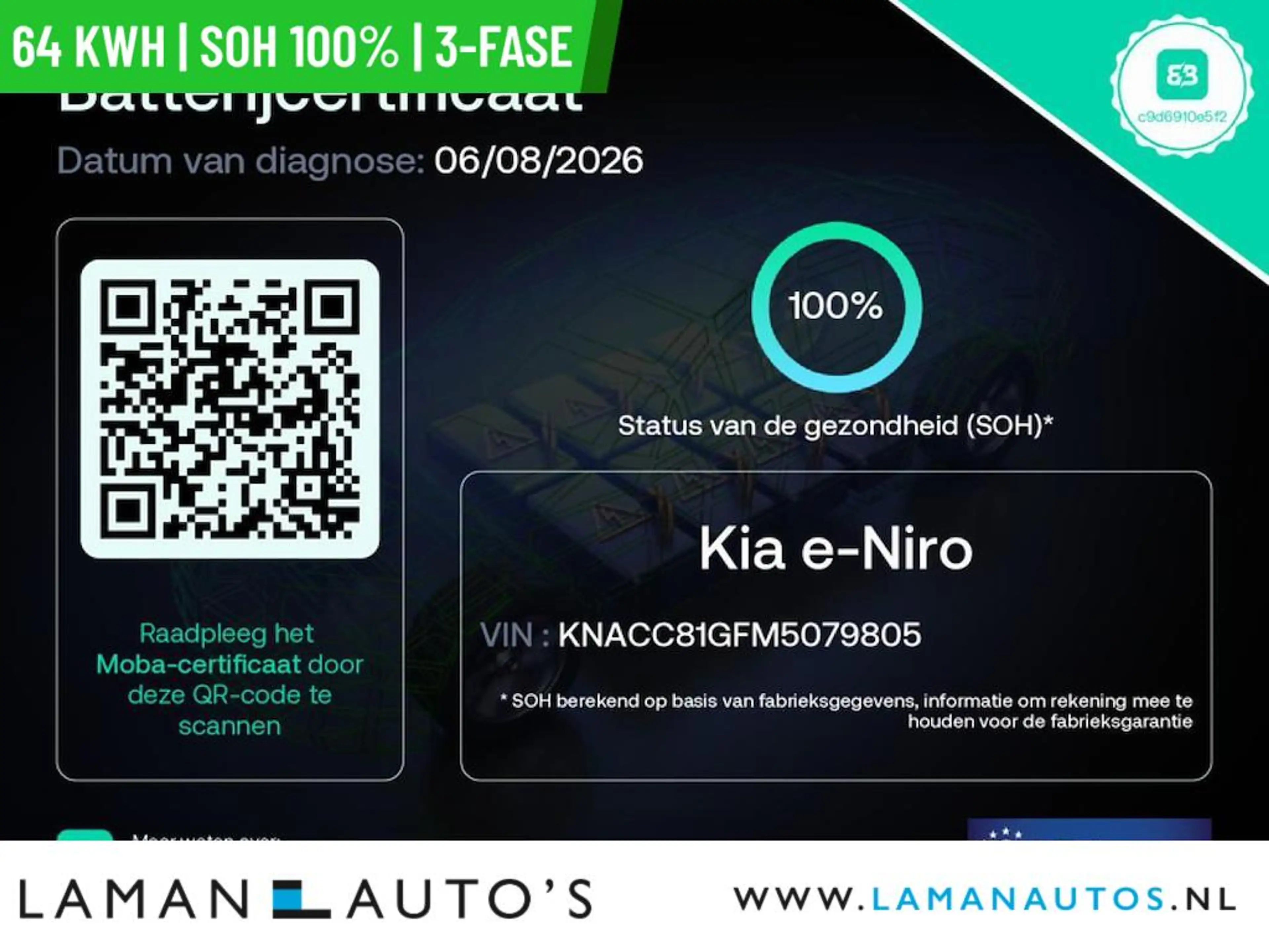 Kia e-Niro DynamicPlusLine 64 kWh | SOH 100% | 3-fase | Open — photo 3