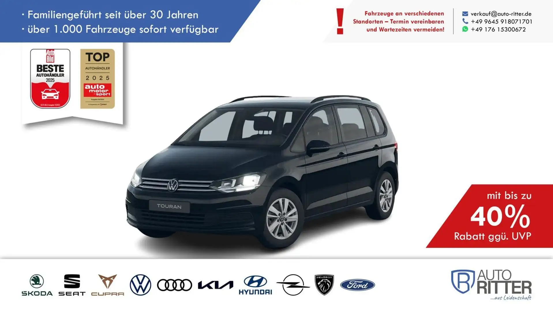 Volkswagen Touran GOAL ACC|AHK|RFK|Carplay|Klima|PDC|SHZ... Schwarz - 1