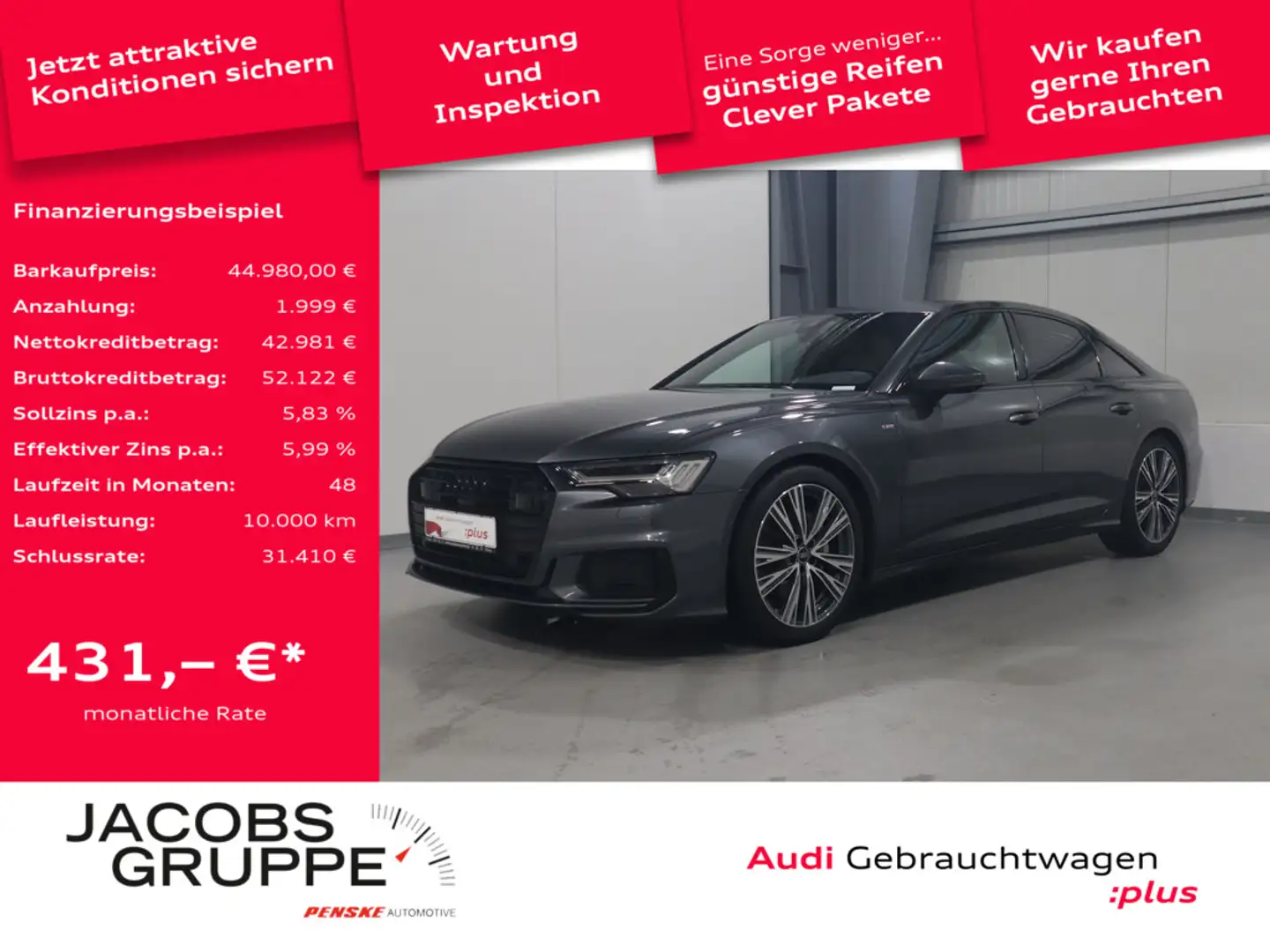 Audi A6 Limo 45 TFSI advanced S-Line B&O*Matrix*TopView * Grau - 1
