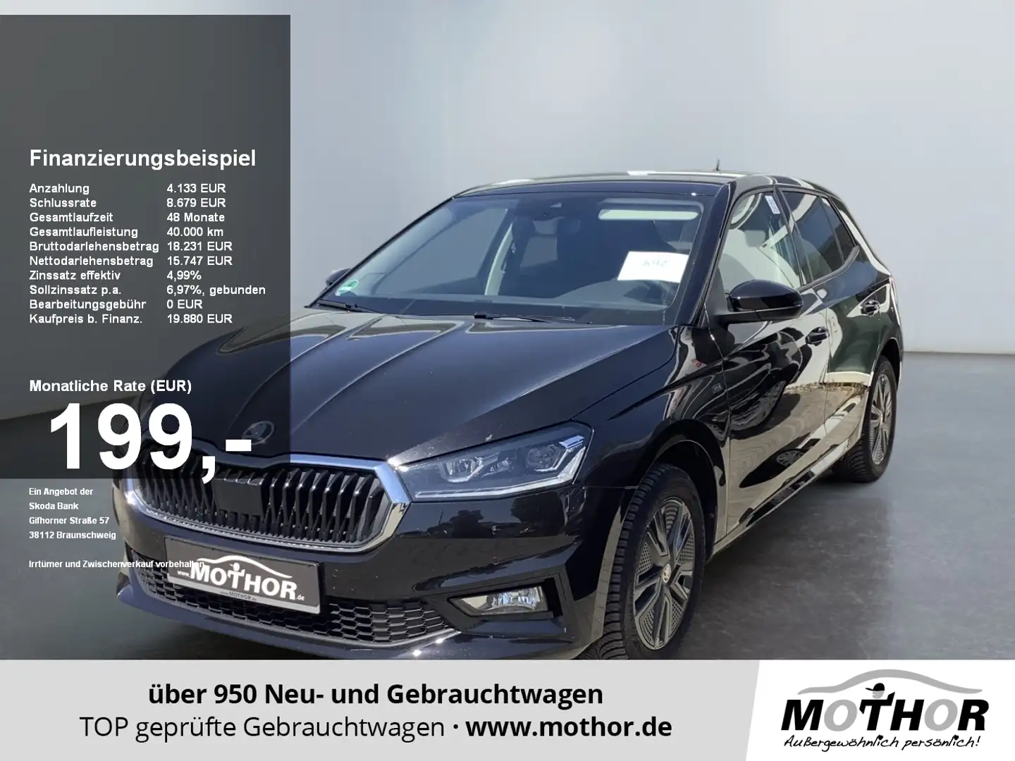 Skoda Fabia Drive 1.0 TSI ACC FLA LM KAM LED KeyLess Schwarz - 1