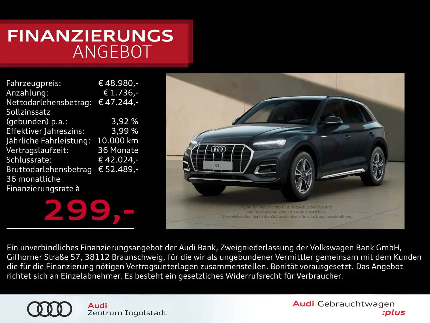 Audi Q5 45 TFSI qu S line MATRIX Pano AHK ACC Rauten Advan Grau - 1