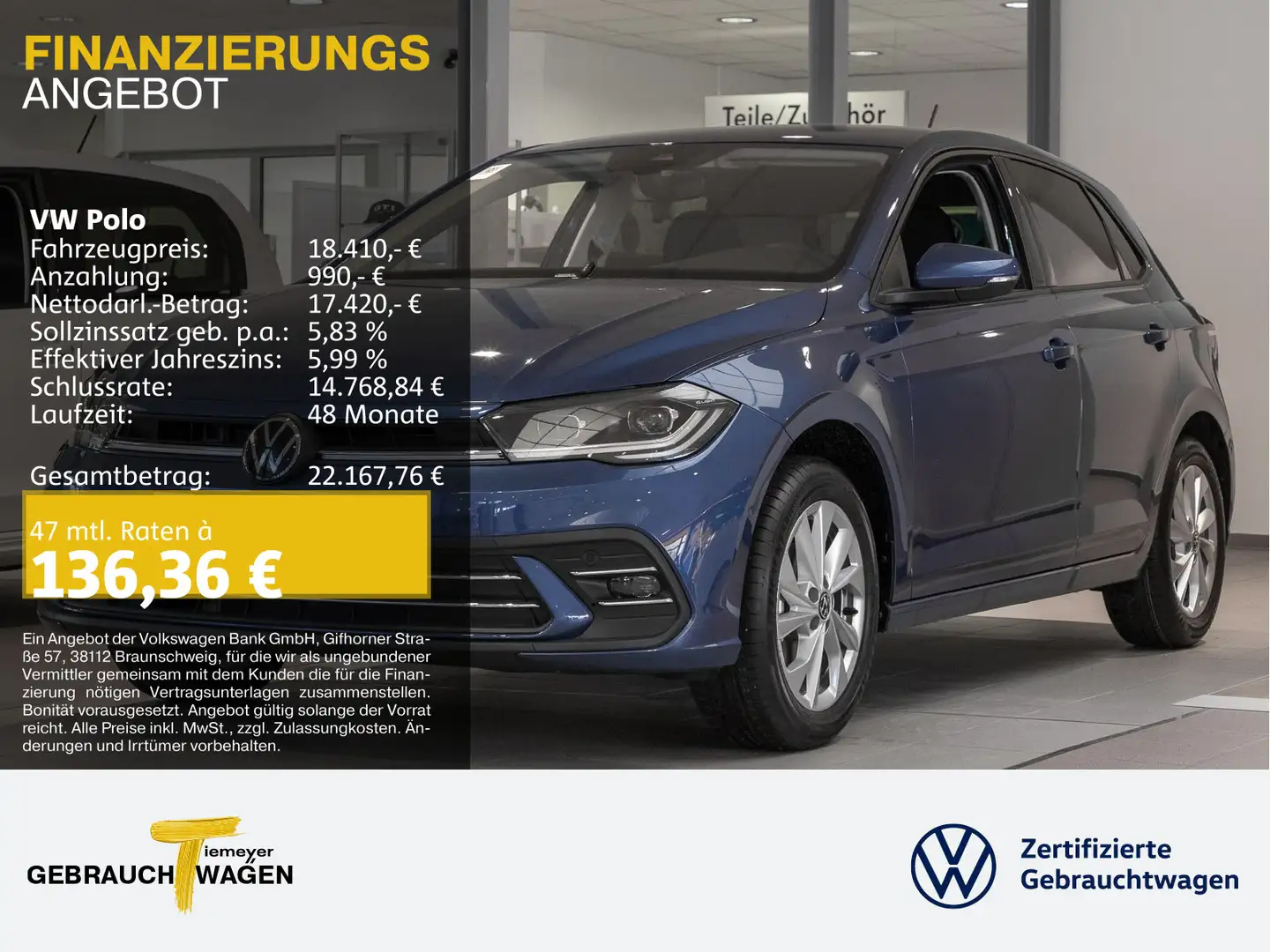 Volkswagen Polo 1.0 TSI STYLE MATRIX KAMERA VIRTUAL Blau - 1