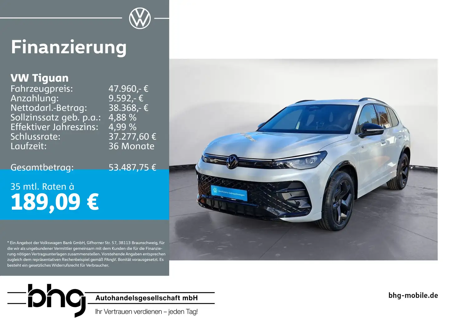 Volkswagen Tiguan 2.0 TDI SCR 4MOTION DSG R-Line Navi Kamer Weiß - 1