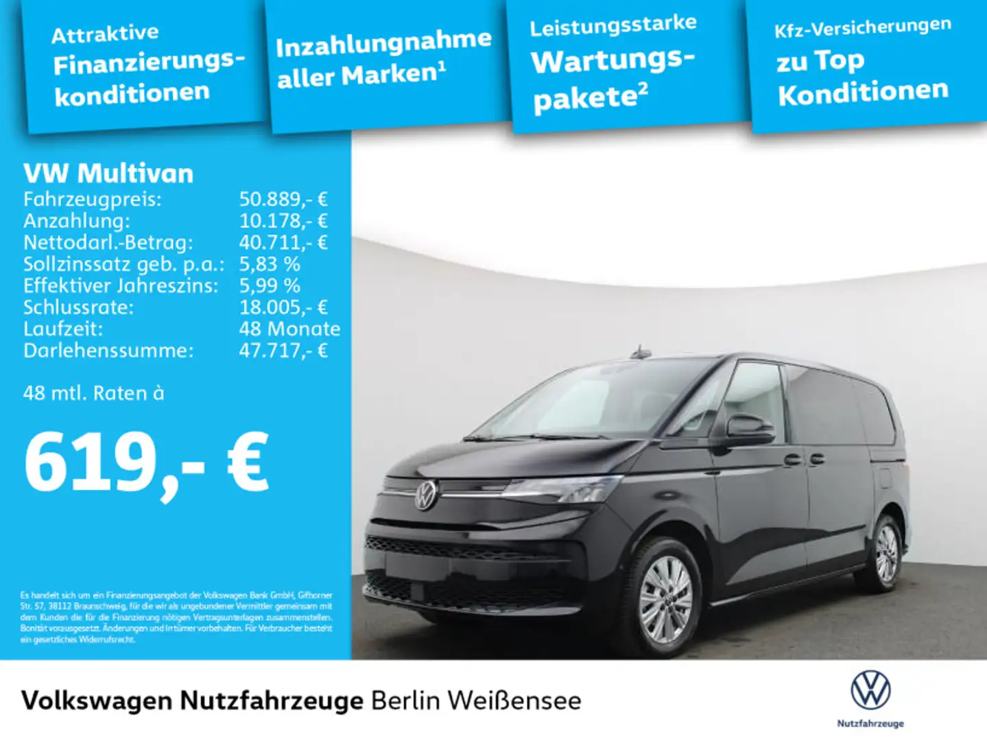 Volkswagen T7 Multivan T7 Multivan 2.0 TDI Life*NAV*AHK*APP*RFK*SHZ*GJR Schwarz - 2