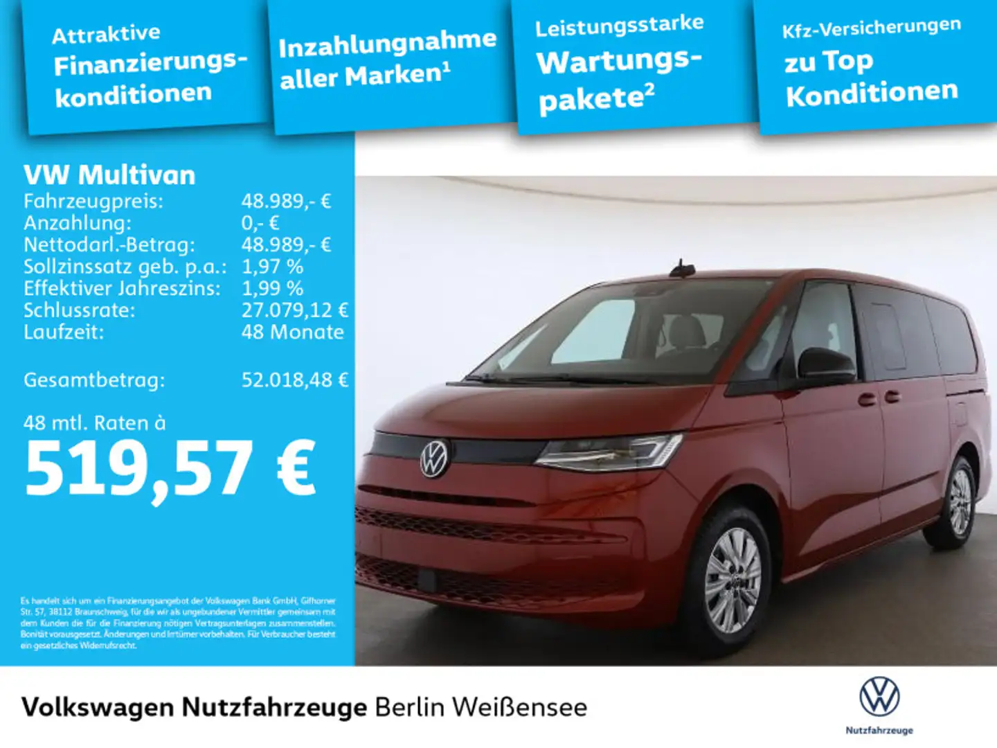Volkswagen T7 Multivan T7 Multivan 2.0 TDI lang*DSG*RFK*7-SITZ*IQ.LIGHT Rot - 2