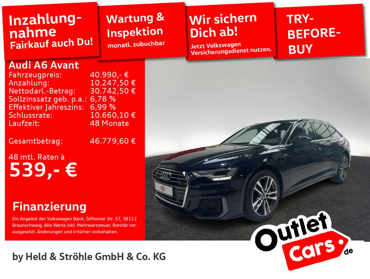 Audi A6 S line 45 TDI qu. AHK LED NAV 360°KAM Bleu - 1