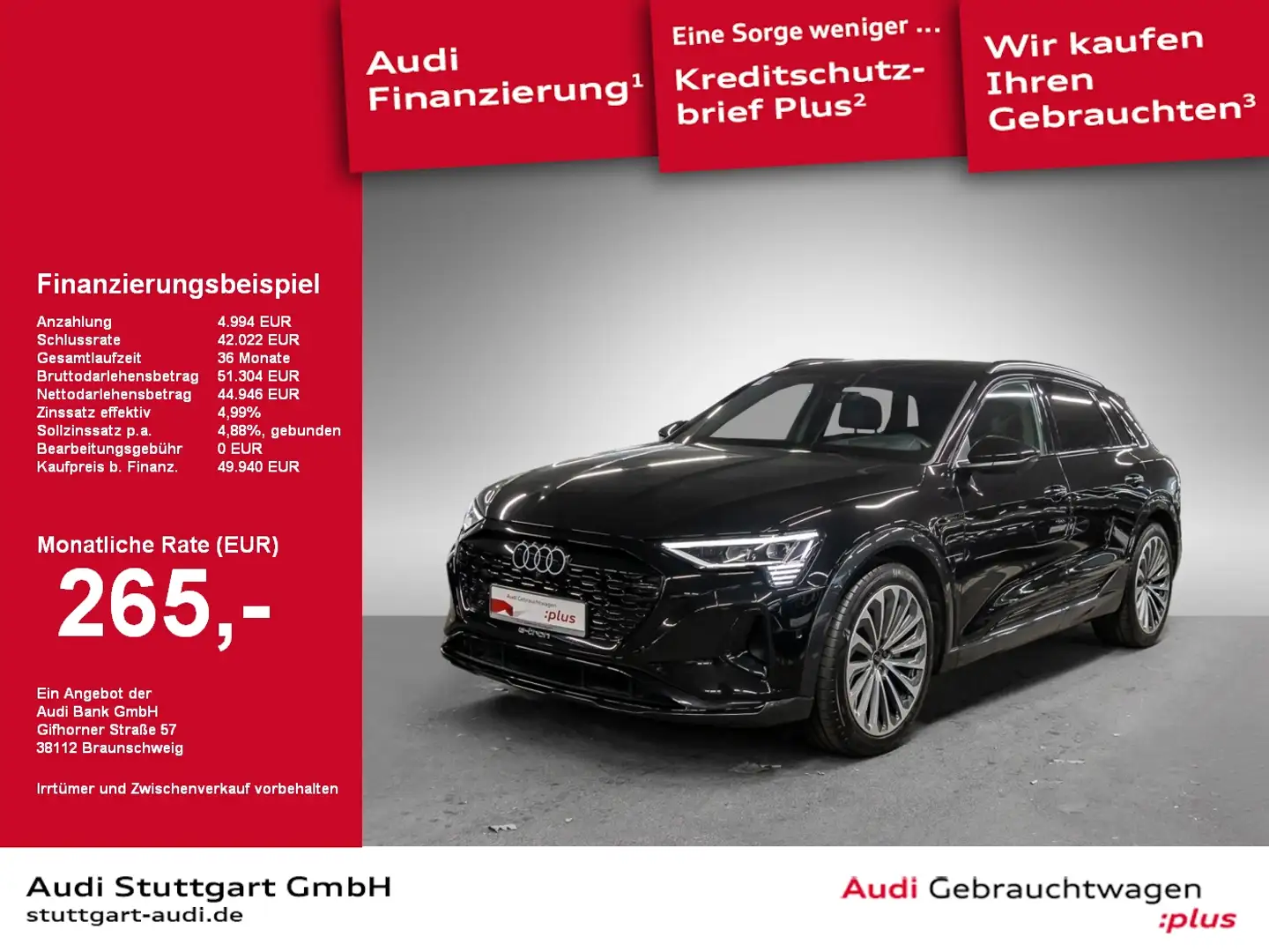 Audi Q8 e-tron 55 qu advanced S line AHK HUD Pano B&O Negro - 1