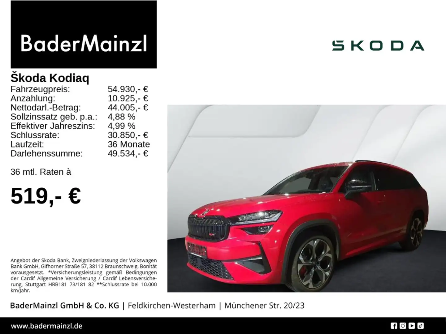 Skoda Kodiaq RS 2.0 TSI 4x4 DSG AHK Matrix Pano HUD Rot - 1