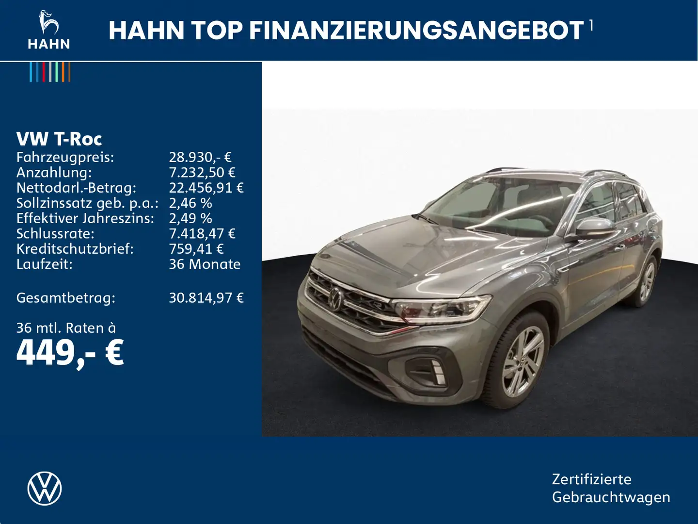 Volkswagen T-Roc 1.5TSI R-Line ACC LED+ Navi PDC Parklenk Grau - 2