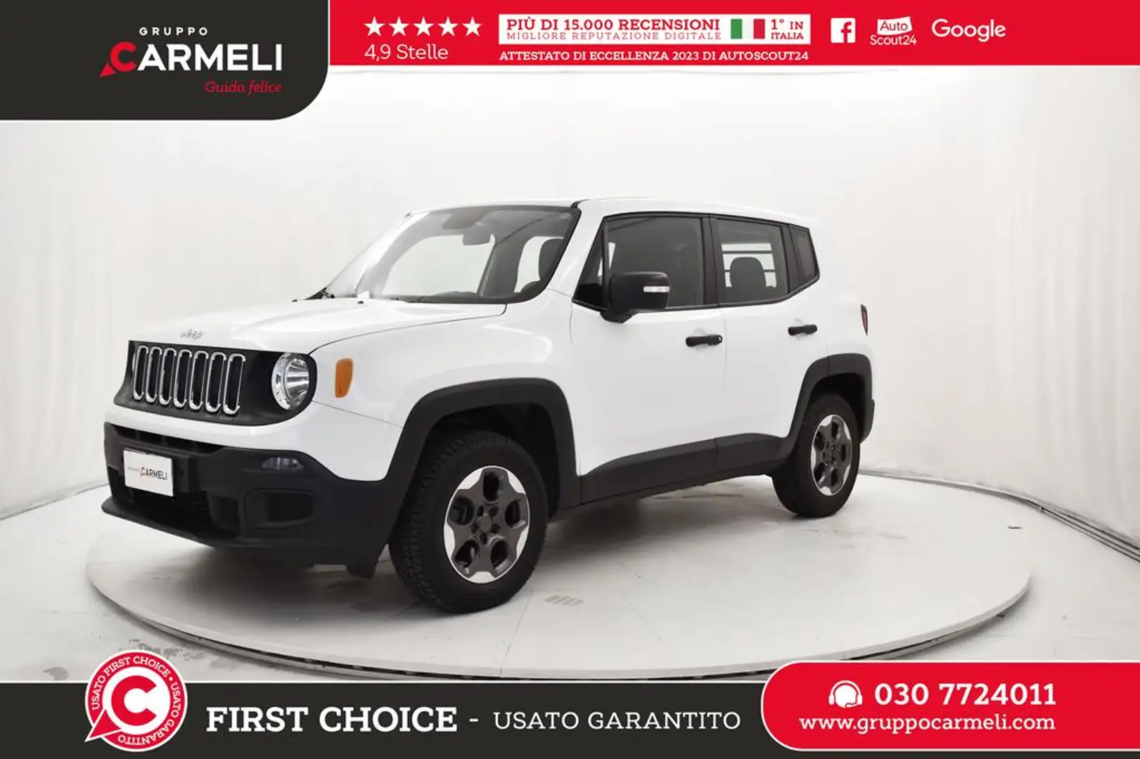 Jeep Renegade 2.0 mjt Sport 4wd 120cv - AUTOCARRO Bianco - 1