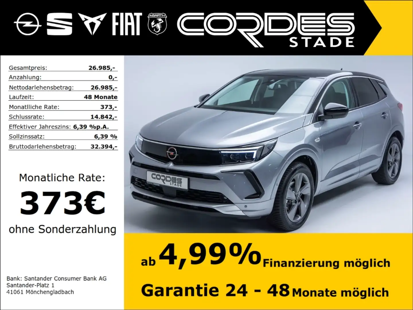 Opel Grandland Elegance 1.2 Turbo Allwetterreifen AHK-abnehmbar ( Grau - 1