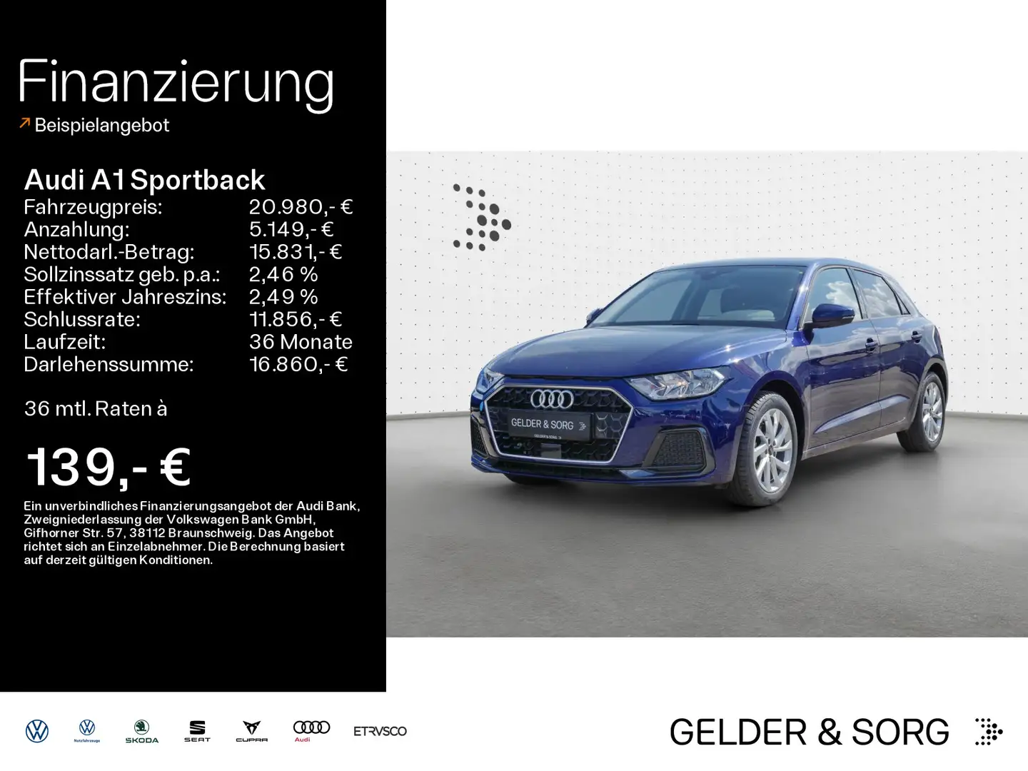 Audi A1 Advanced 25 TFSI LED*sound*virtual* Blau - 1