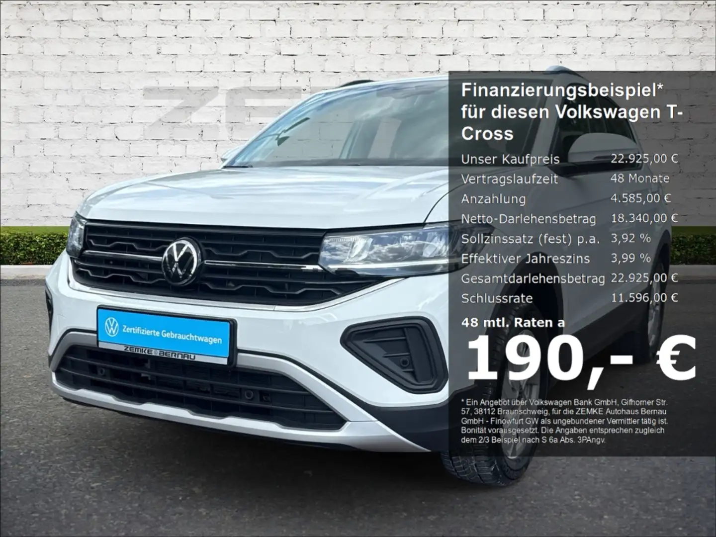 Volkswagen T-Cross 1.0 TSI Life Digitales Cockpit LED ACC Apple CarPl Weiß - 1