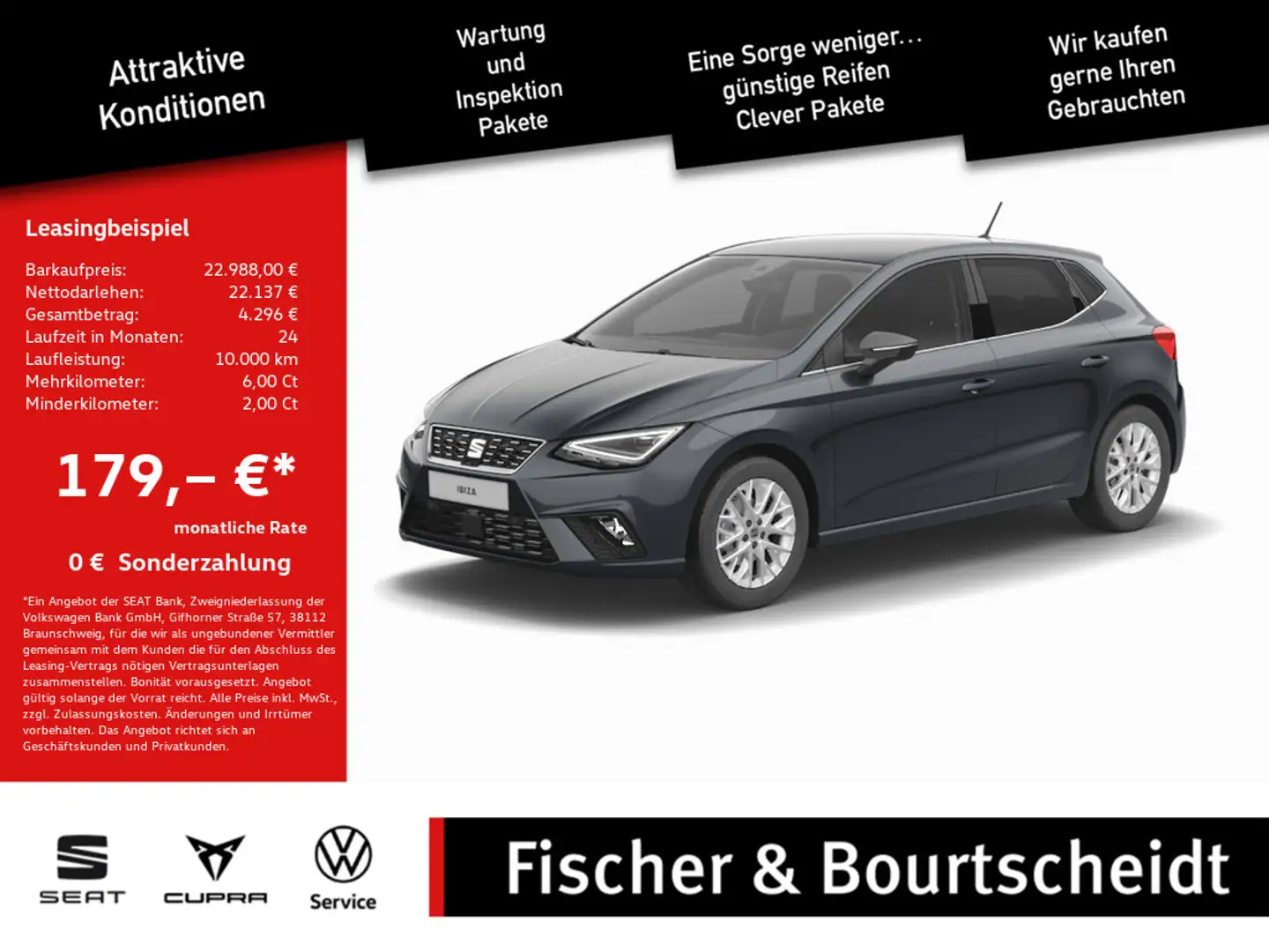 SEAT Ibiza 1.0 TSI Xcellence DSG NAVI ACC LED SHZ Grau - 1