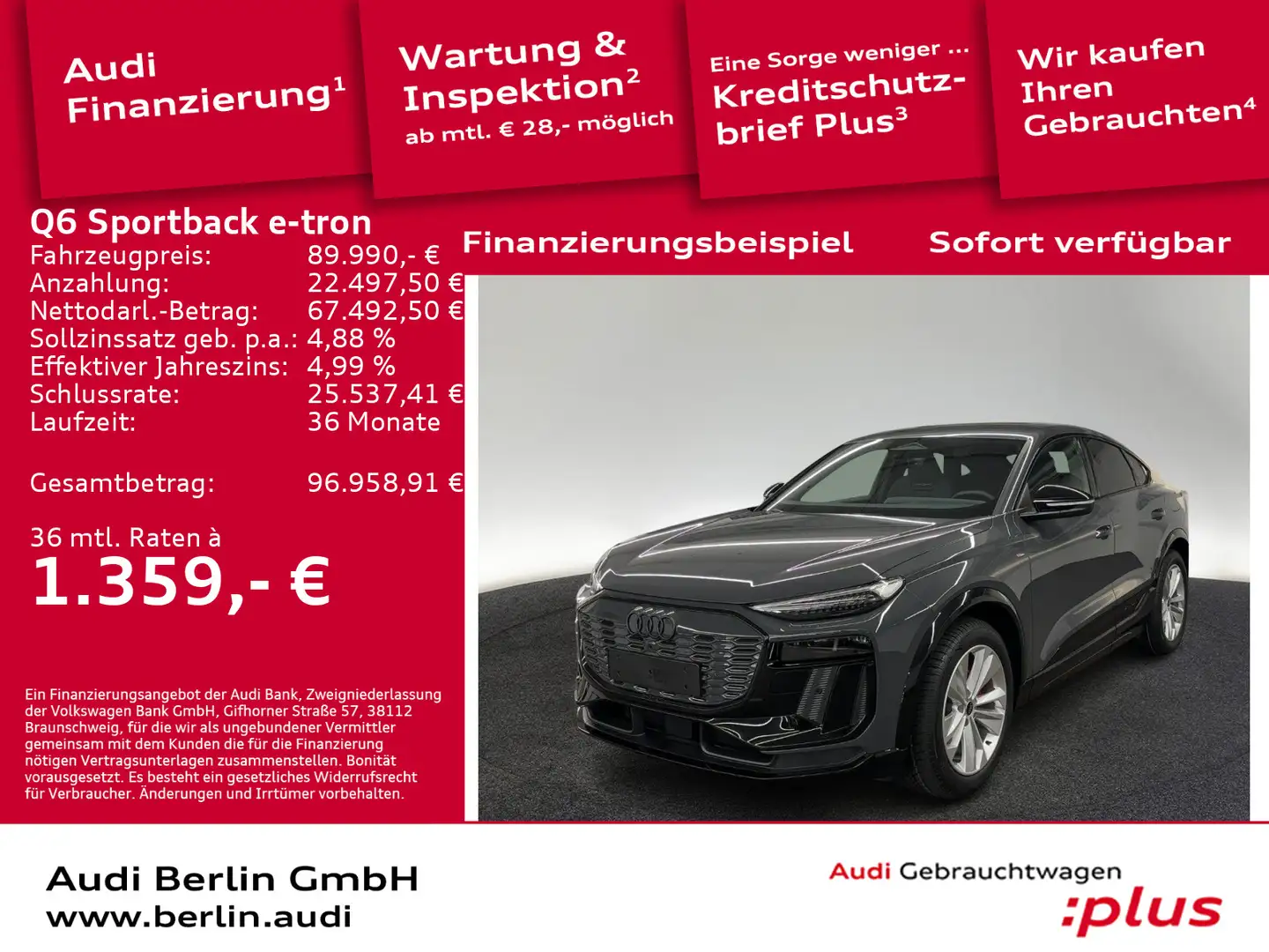 Audi Q6 e-tron quattro Grau - 1
