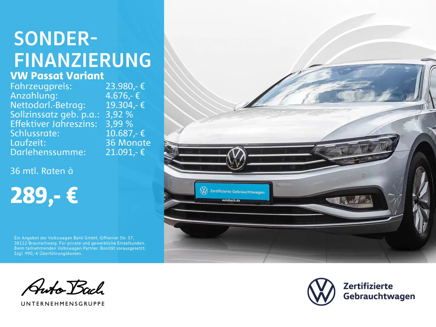 Volkswagen Passat Variant 2.0 TDI "Business" DSG Navi LED A Argent - 1