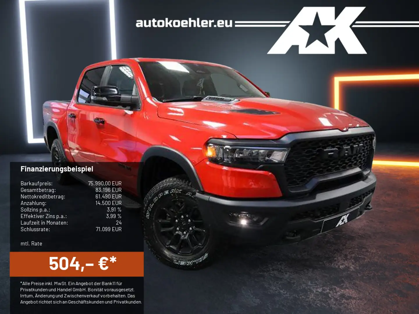 Dodge RAM 1500 Rebel Night MY25 Rouge - 1
