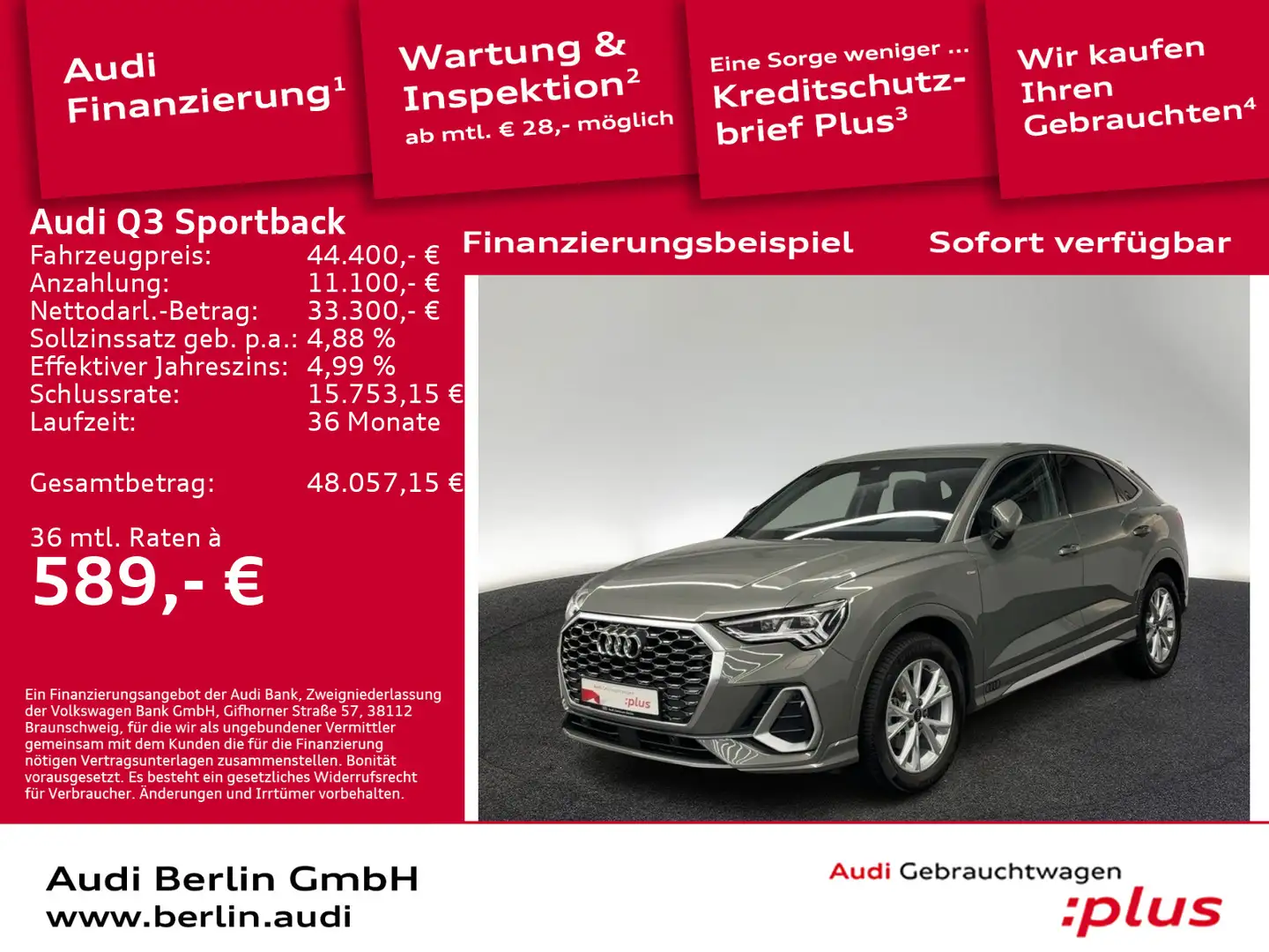 Audi Q3 S line 35 TDI S tr. RFK NAVI MATRIX Grau - 1