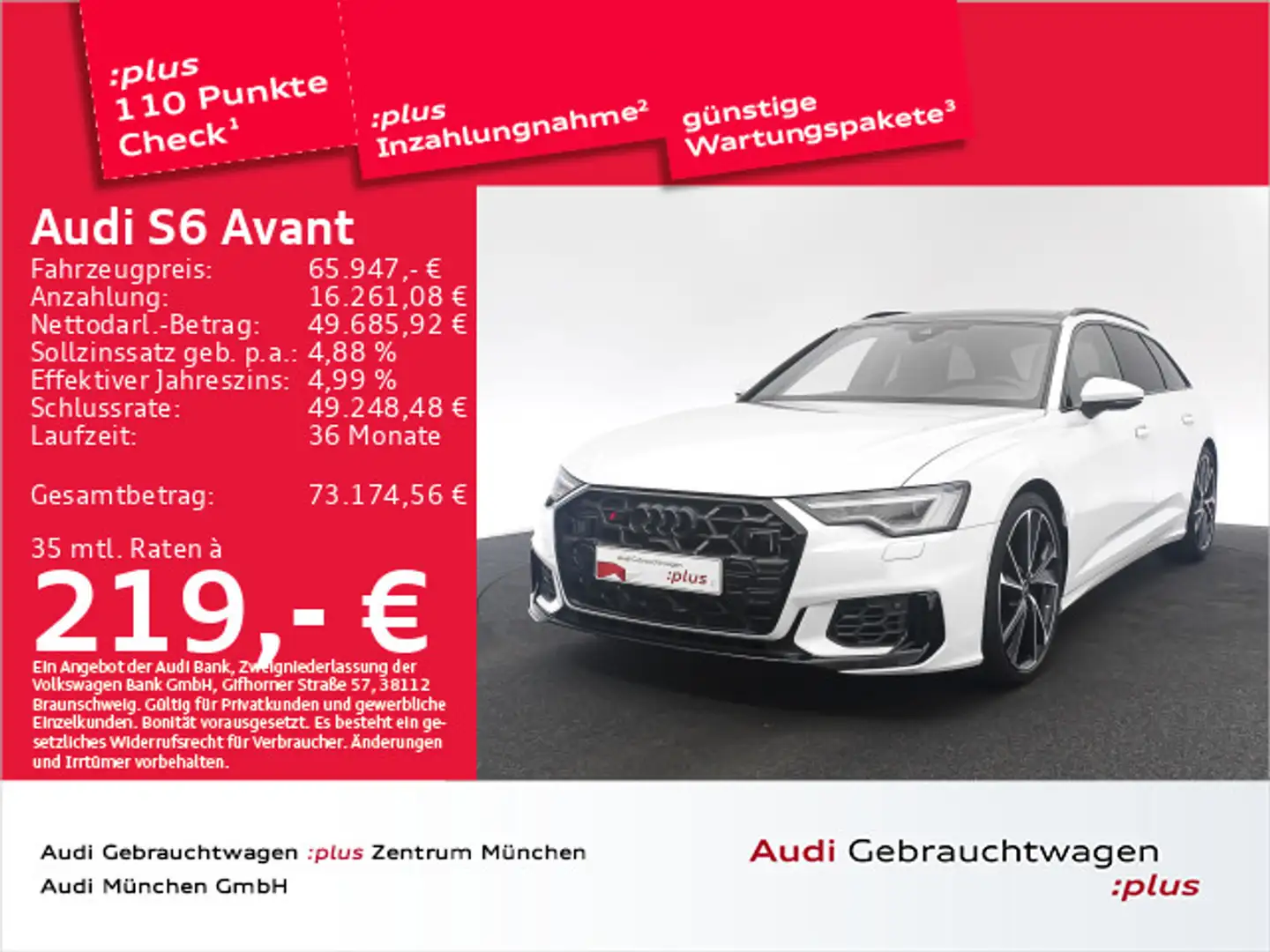Audi S6 TDI tiptr. Pano/Virtual/Navi+ Weiß - 1