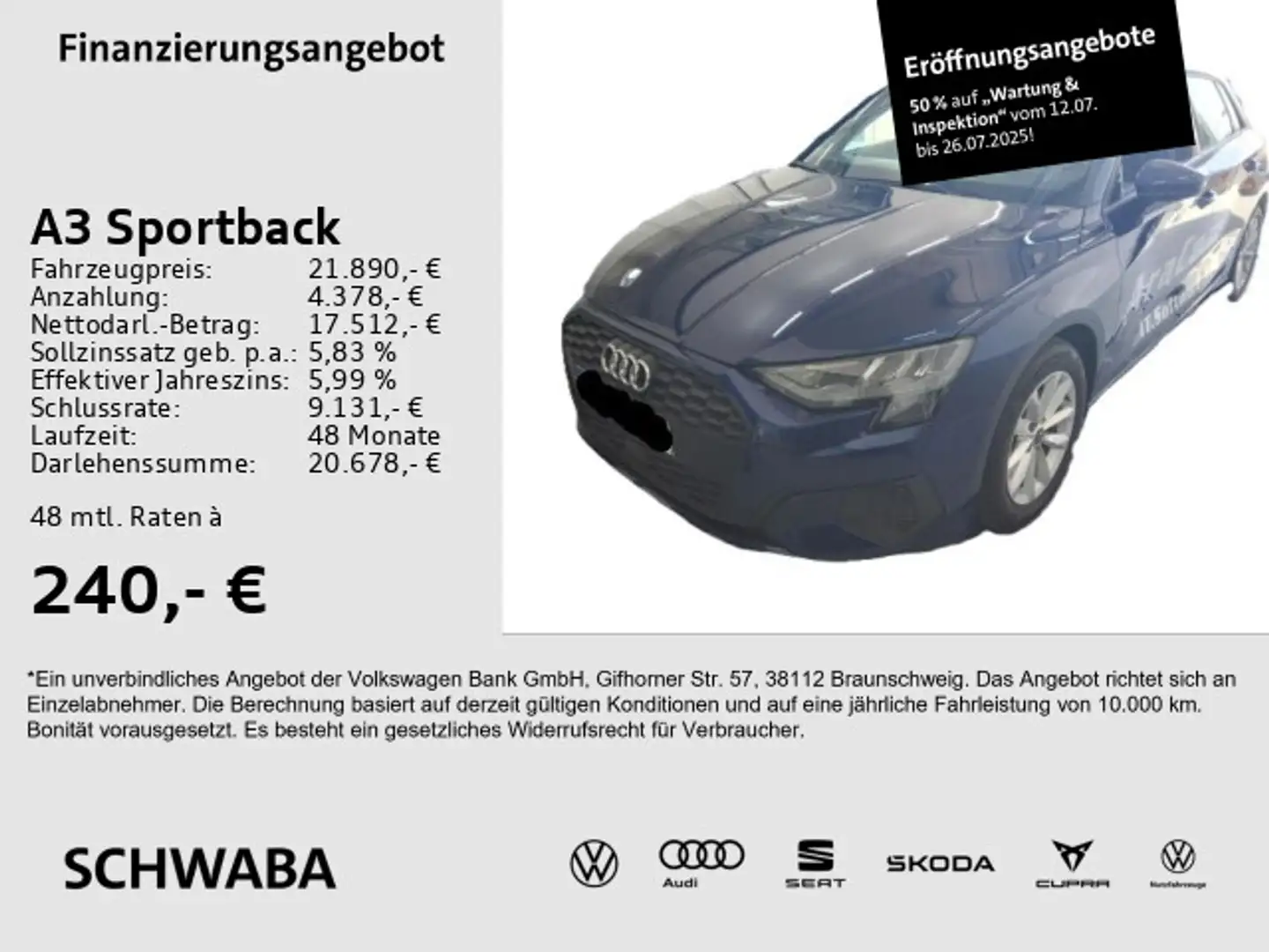 Audi A3 30 TFSI *VIRTUAL*B&O*8-fach bereift Blau - 1
