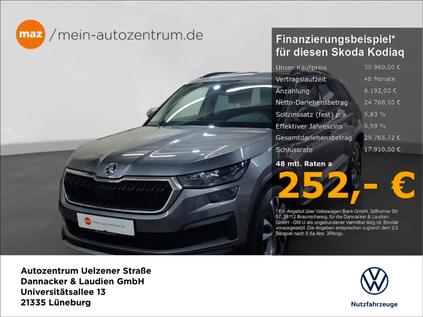 Skoda Kodiaq 2.0 TDI Tour 4x4 Alu LED Kamera ACC Sitzheizung uv Gris - 1
