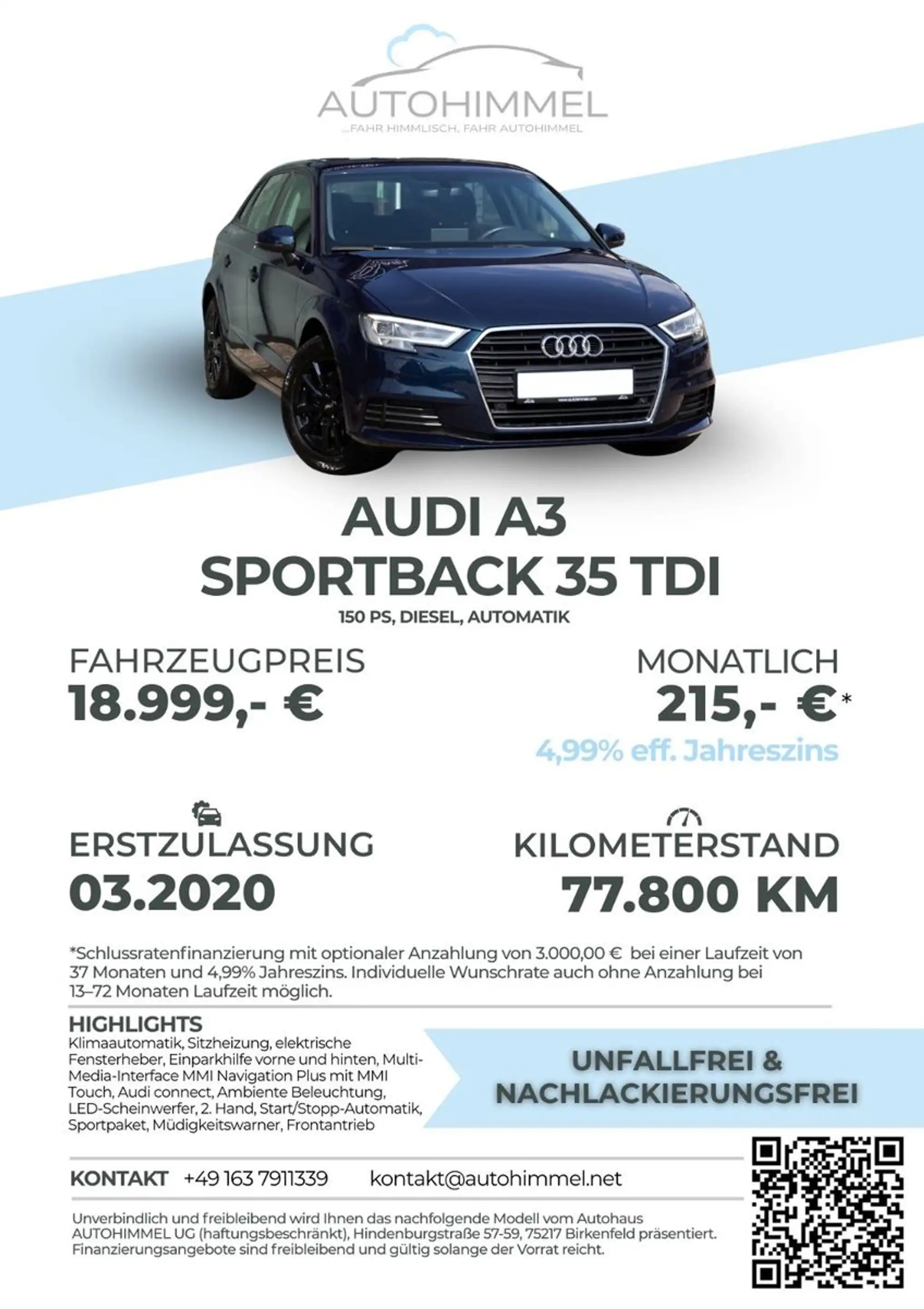 Audi A3 Sportback 35 TDI S-tronic LED Virtual Cockpit — photo 2
