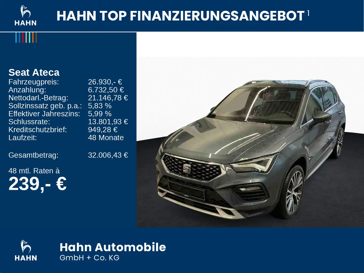 SEAT Ateca 2.0TSI DSG 4Drive Xperience LED Navi AHK Grau - 2