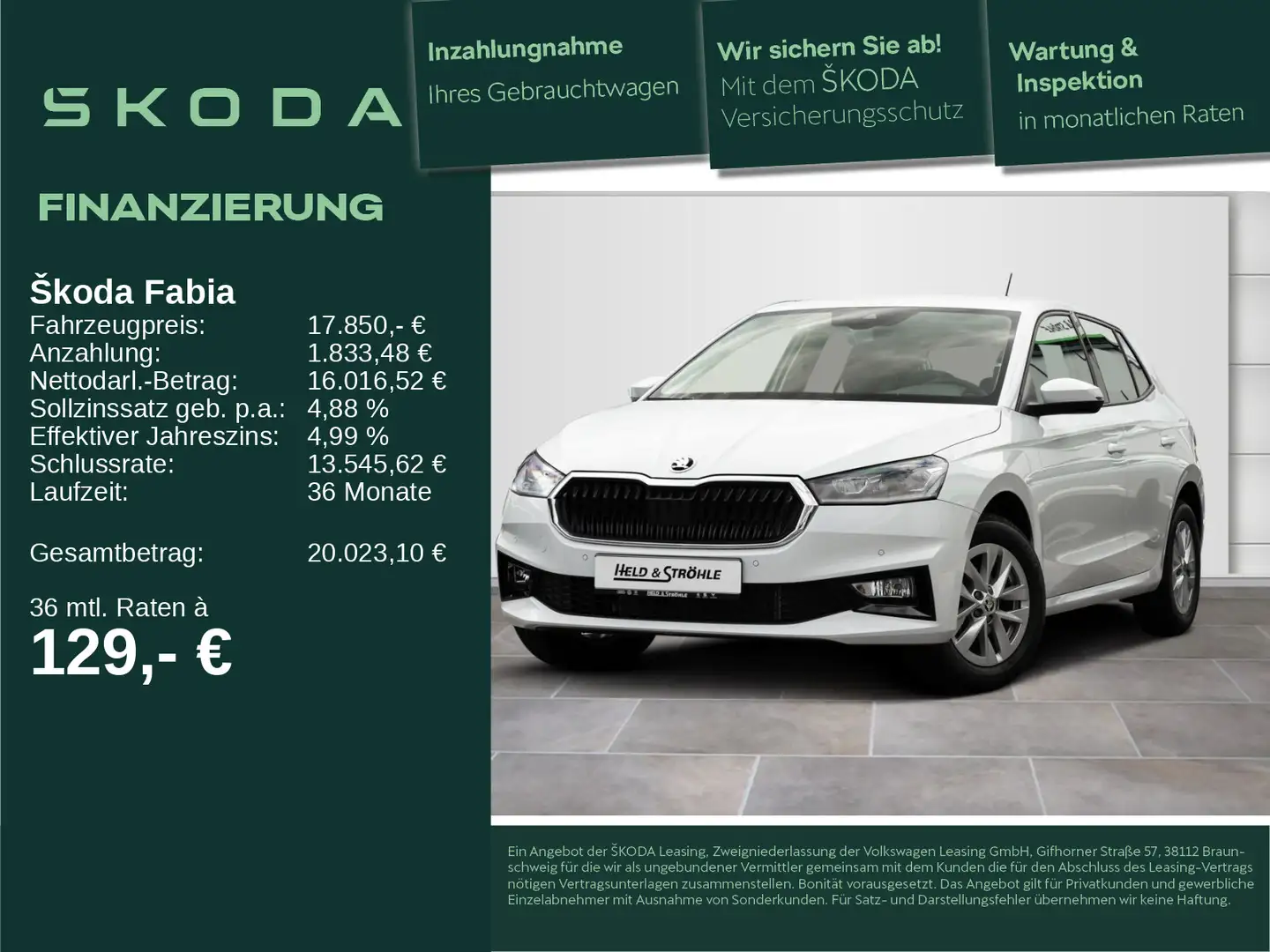 Skoda Fabia Selection 1.0 TSI ACC LED NAVI PDC RFK SHZ Weiß - 1