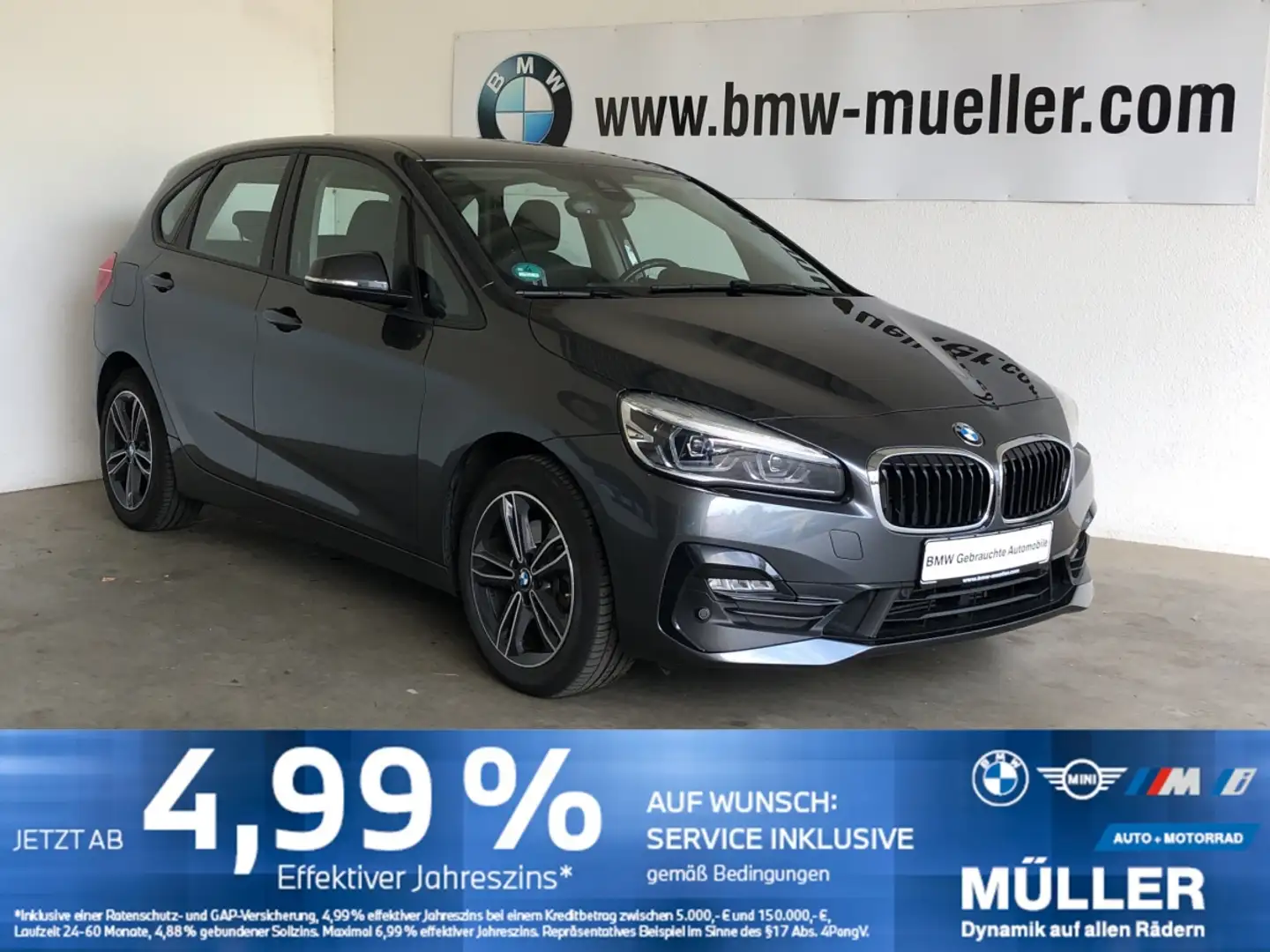 BMW 220 i Active Tourer Sport Line AHK/NAVI/MEMO/LED AHK/N Grau - 1