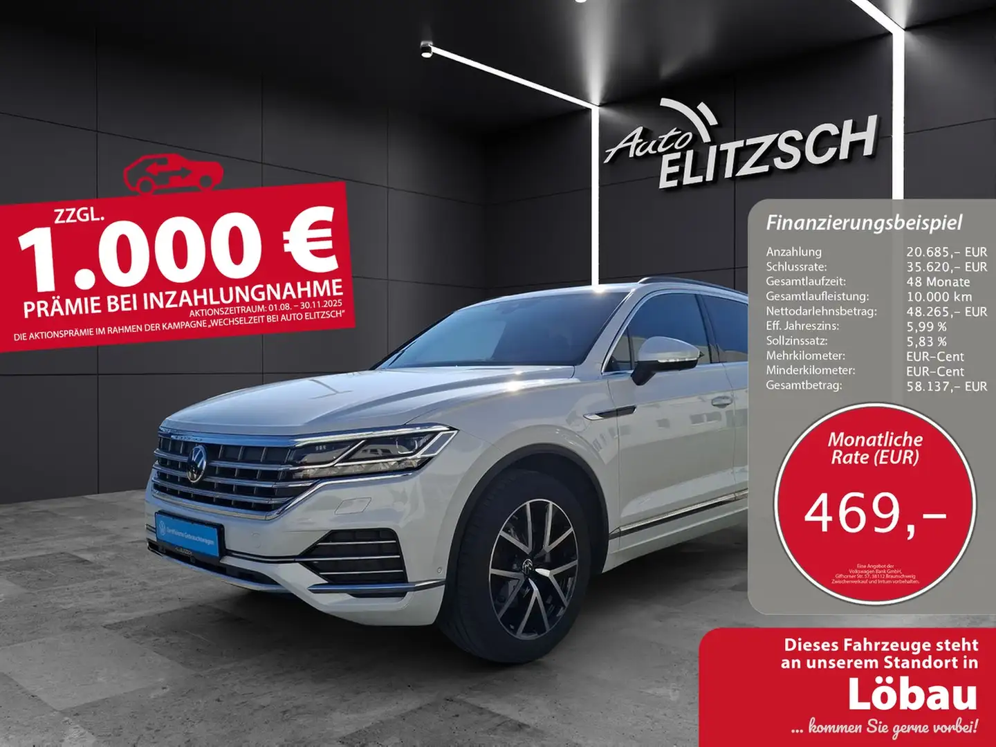 Volkswagen Touareg TDI Elegance Matrix AHK Navi ACC 360°Luft 20" T... Weiß - 1